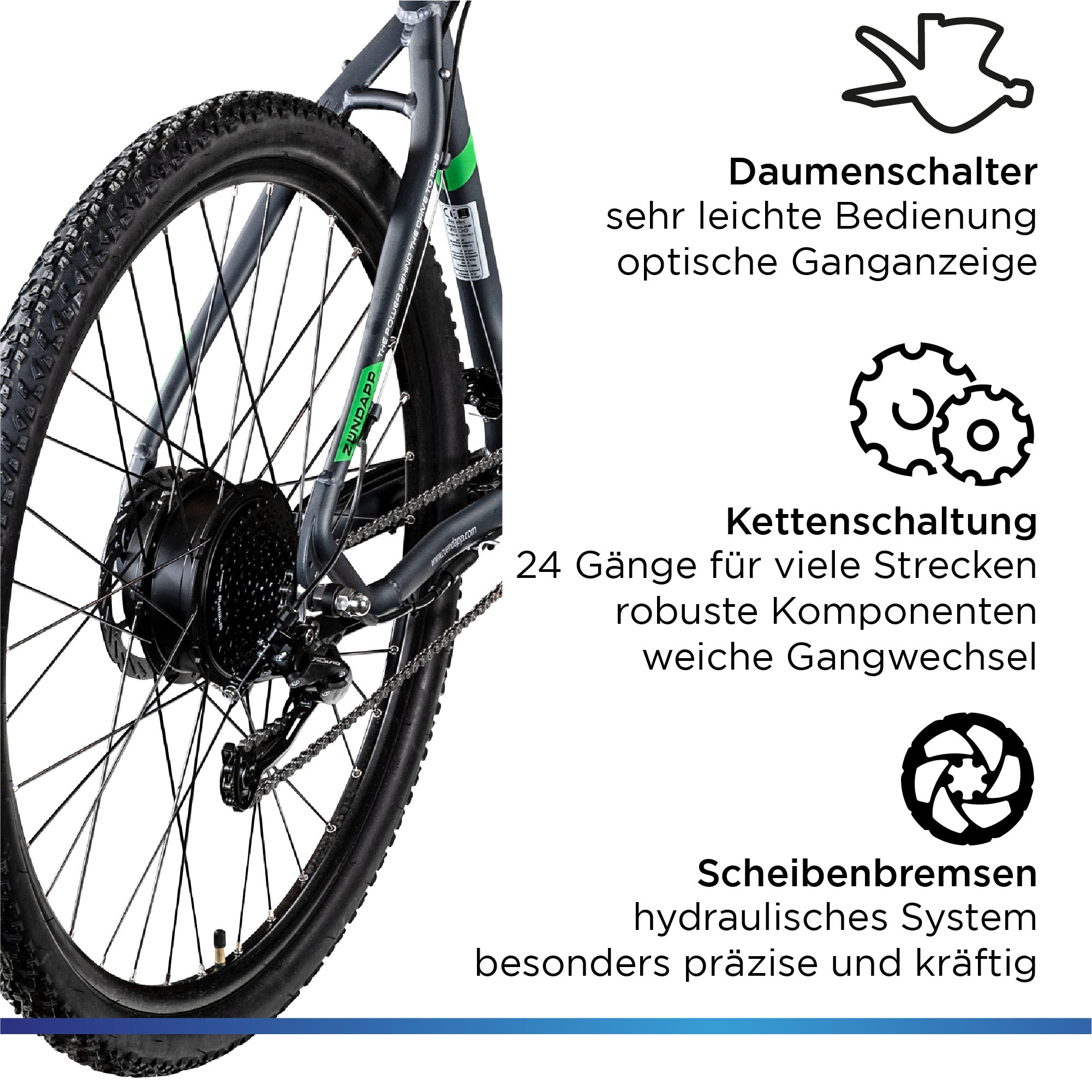 Zündapp E-Bike »Z808«, 10 Gang, Heckmotor 250 W, Pedelec, Elektrofahrrad für Damen u. Herren, MTB
