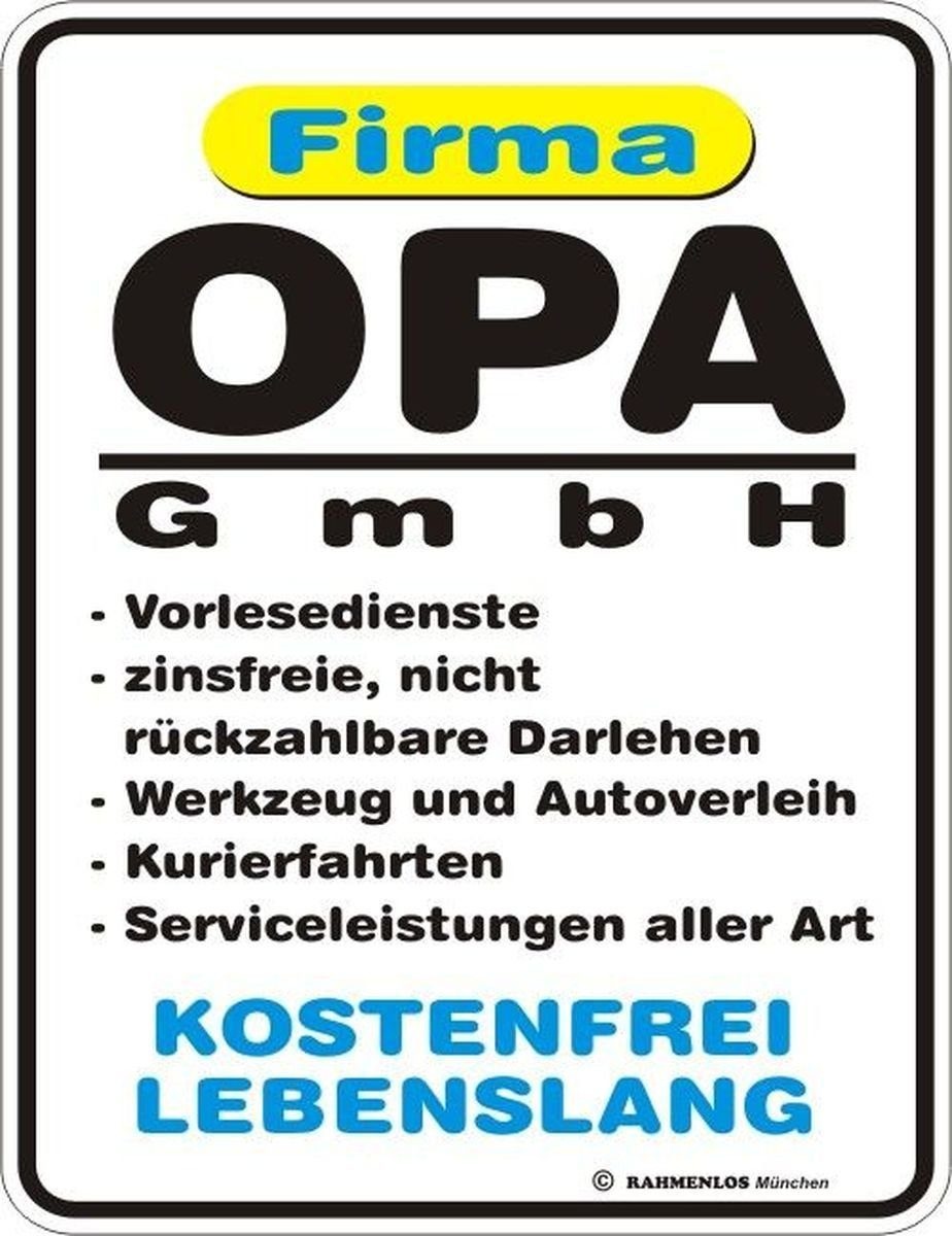 Rahmenlos Blechschild für den Großvater Nr.3265