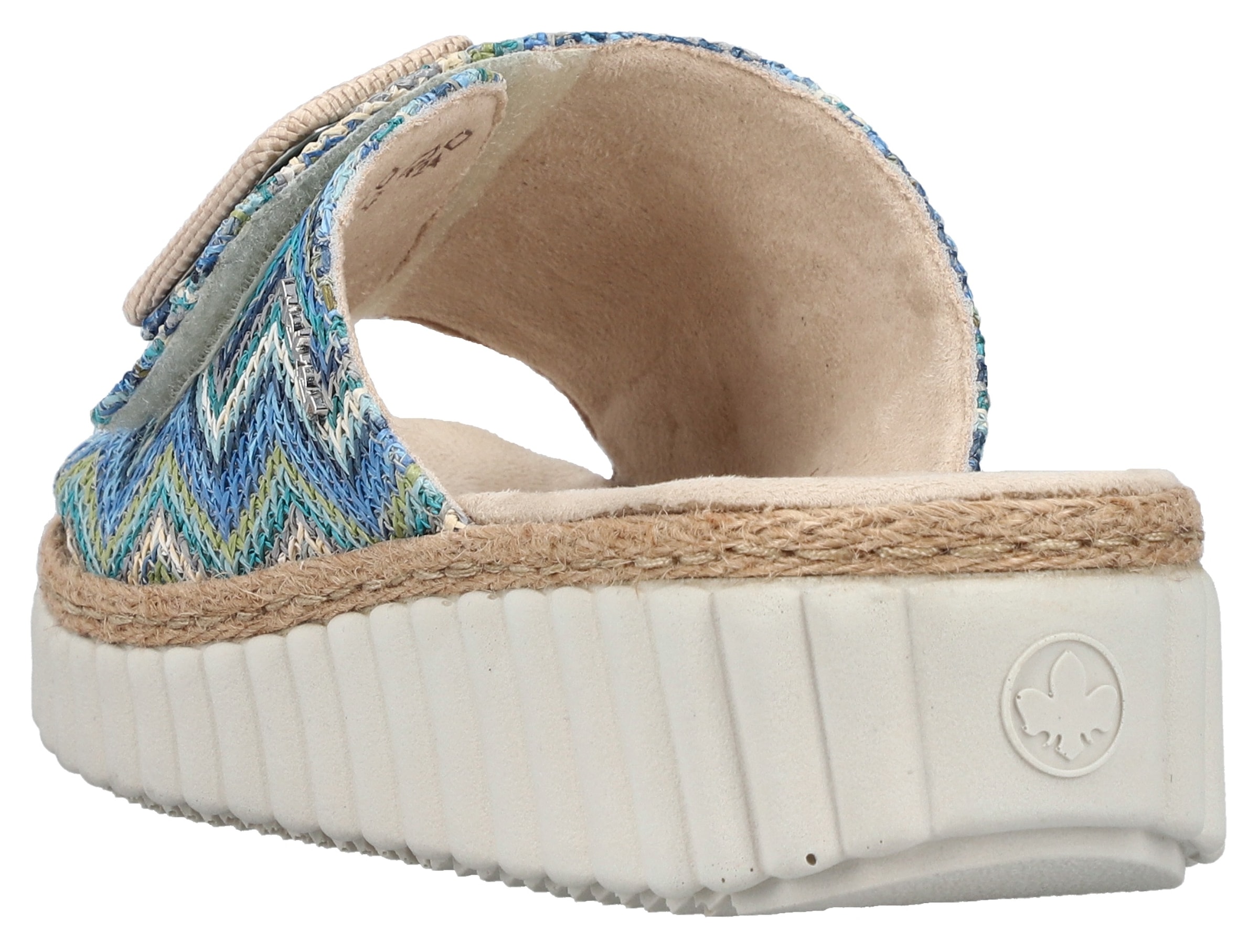 Rieker Keilpantolette, Sommerschuh, Strandschuh, Hausschuh mit praktischem Klettverschluss