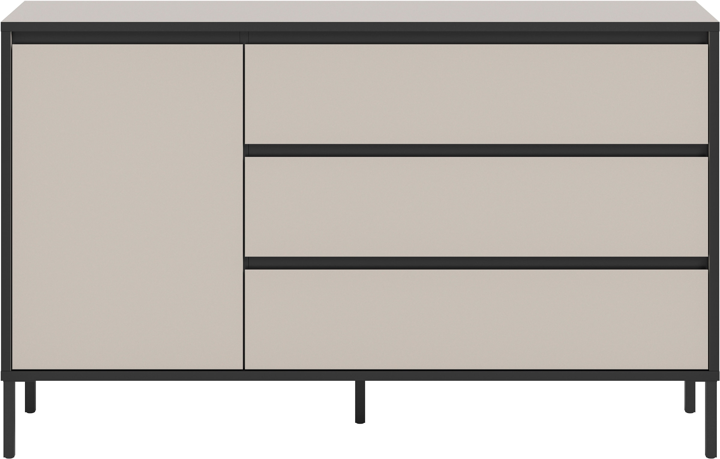 INOSIGN Sideboard »NORT, Breite: 136cm, mit Metall Stabfuß, 1 Tür, 3 Schubkästen« Anrichte, Kommode, Schrank, Board, Higboard