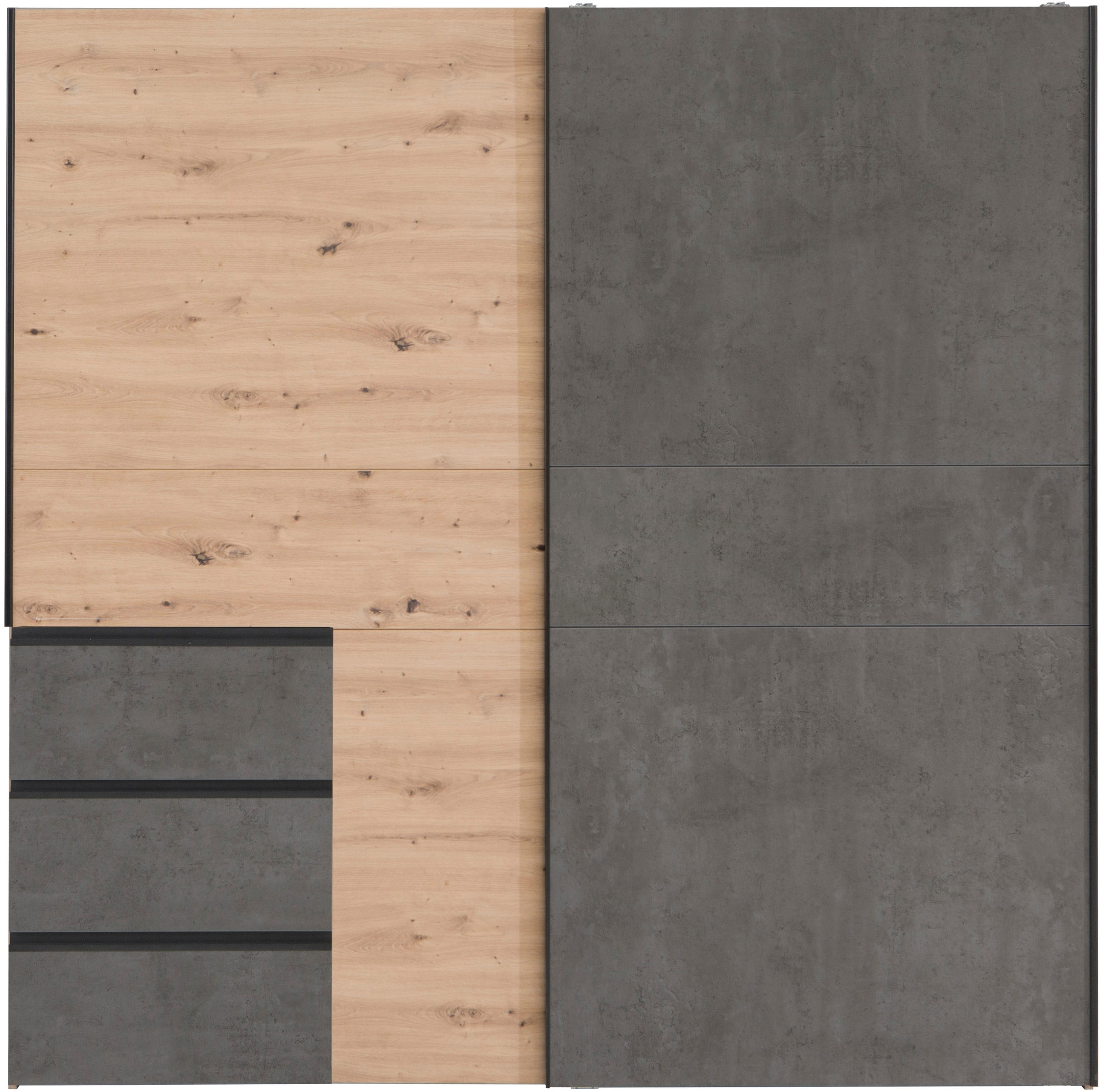 FORTE Schwebetürenschrank »Winn, Schiebetürenschrank mit 3 Schubladen, Made in Europe«, (In 2 Größen erhältlich - B/H/T ca. 170x200,5x61cm und 200x200,5x61cm), verschiedene Größen und Farben, sehr viel Stauraum