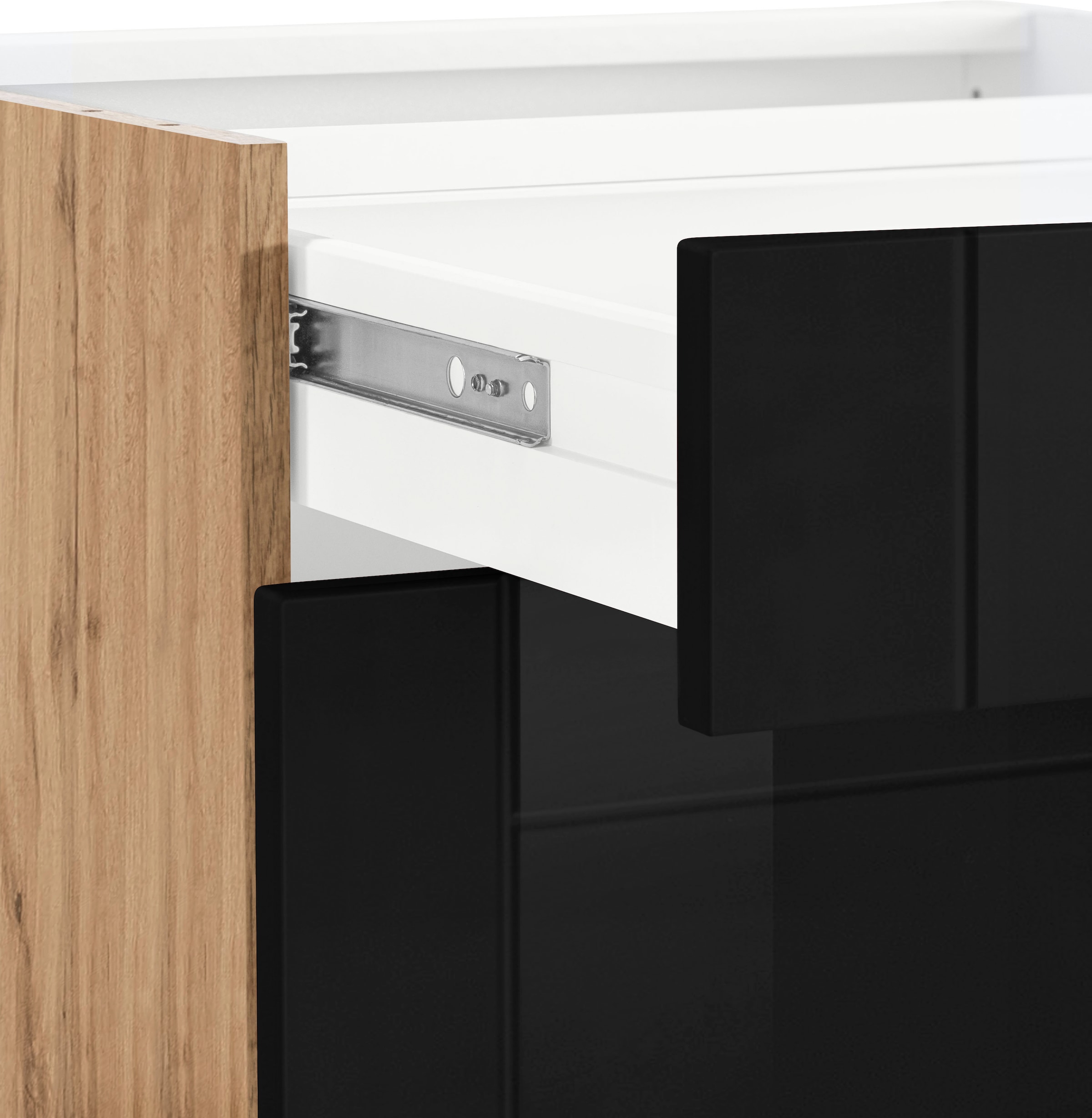 KOCHSTATION Auszugsunterschrank »KS-Tinnum« 60 cm breit, MDF-Fronten, Metallgriff, 1 Schubkasten, 2 Auszüge