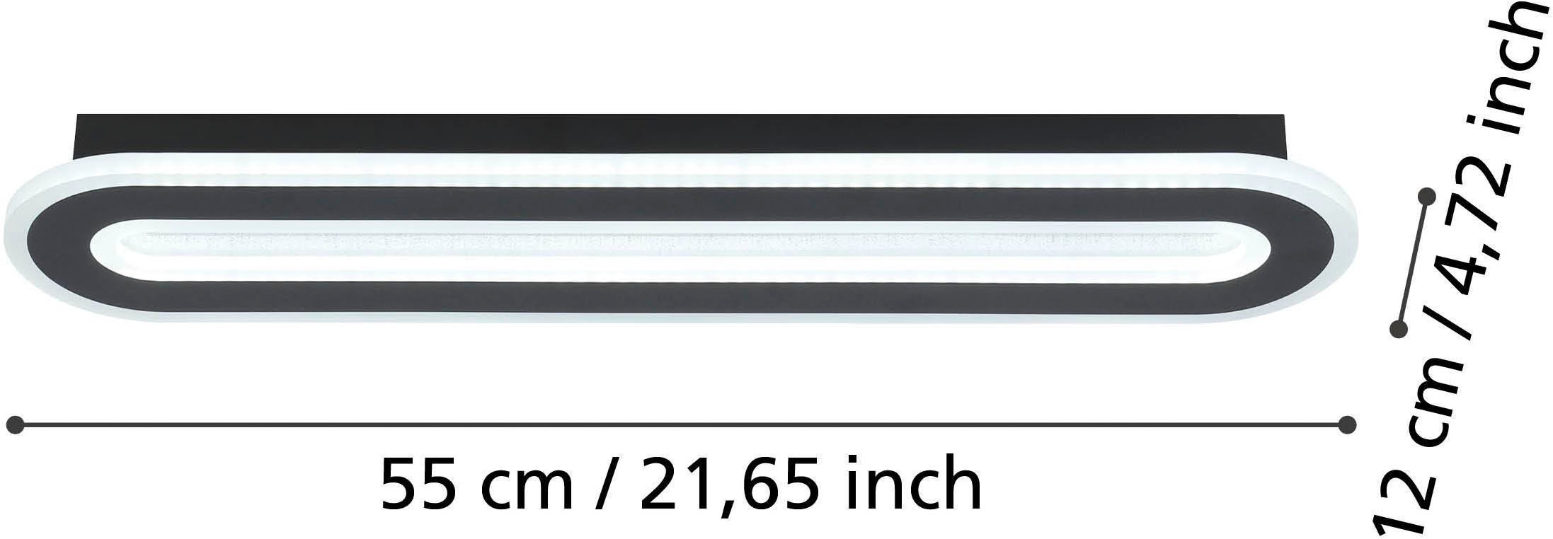 EGLO Deckenleuchte »Macchioni Deckenlampe, Küchenlampe aus Metall und Kusntoff, Lampe« LED-Modul 1 Stk. Kaltweiß | Neutralweiß | Warmweiß Wand-/Deckenleuchte - L55 x B12 x H4,5 cm - schwarz, weiß - 20W inkl.