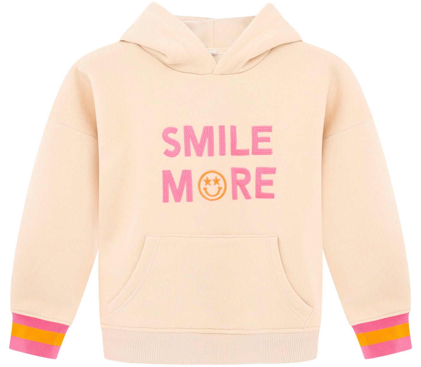 Zwillingsherz Hoodie »"Jovanna" Kids«, mit "Smile More"-Aufstick und neonfarbenen Armbündchen