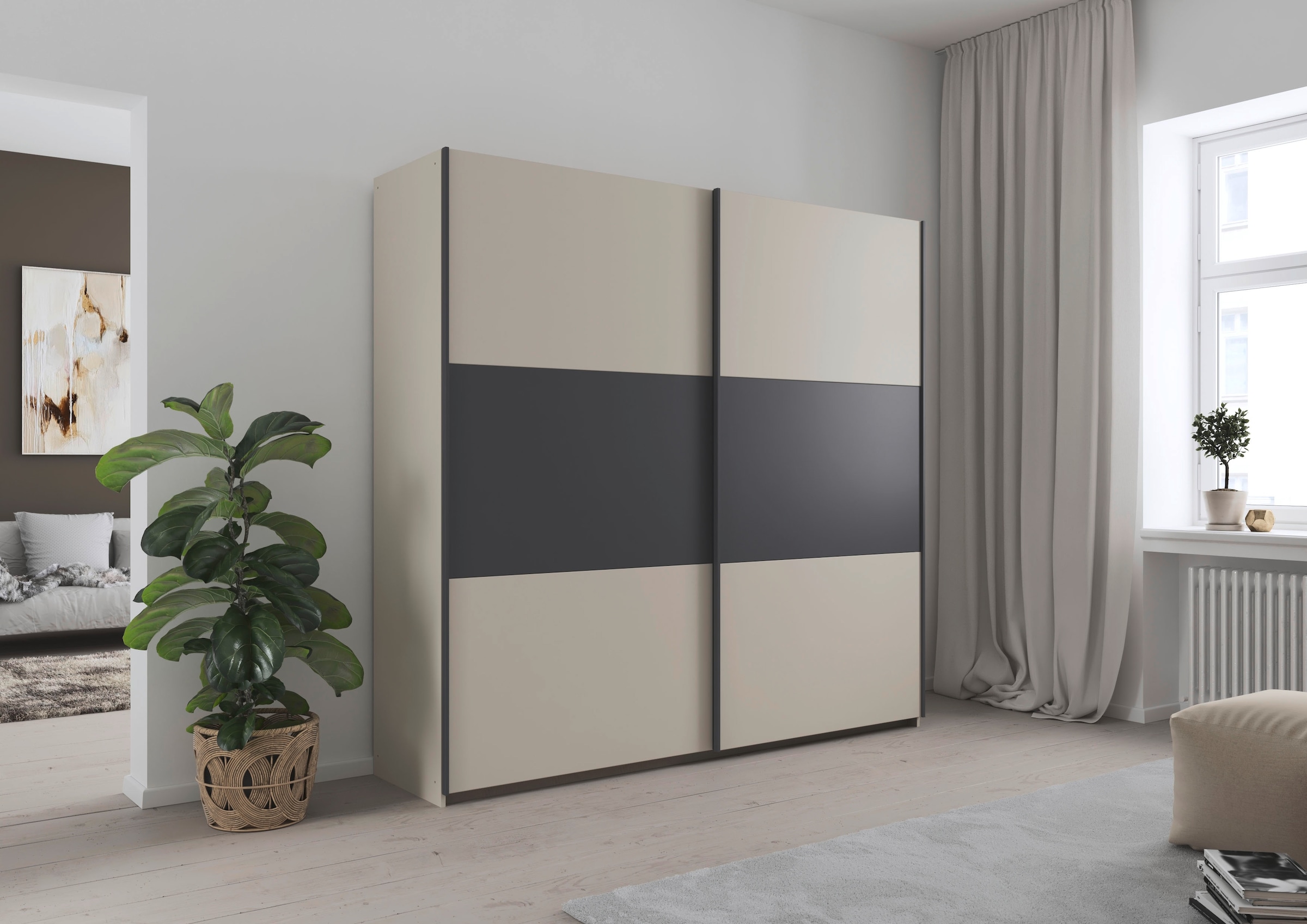 rauch Schwebetürenschrank »Kleiderschrank Schrank Garderobe Schlafzimmerschrank SAJO« in 2 Breiten (218, 261 cm) optional mit Spiegel MADE IN GERMANY