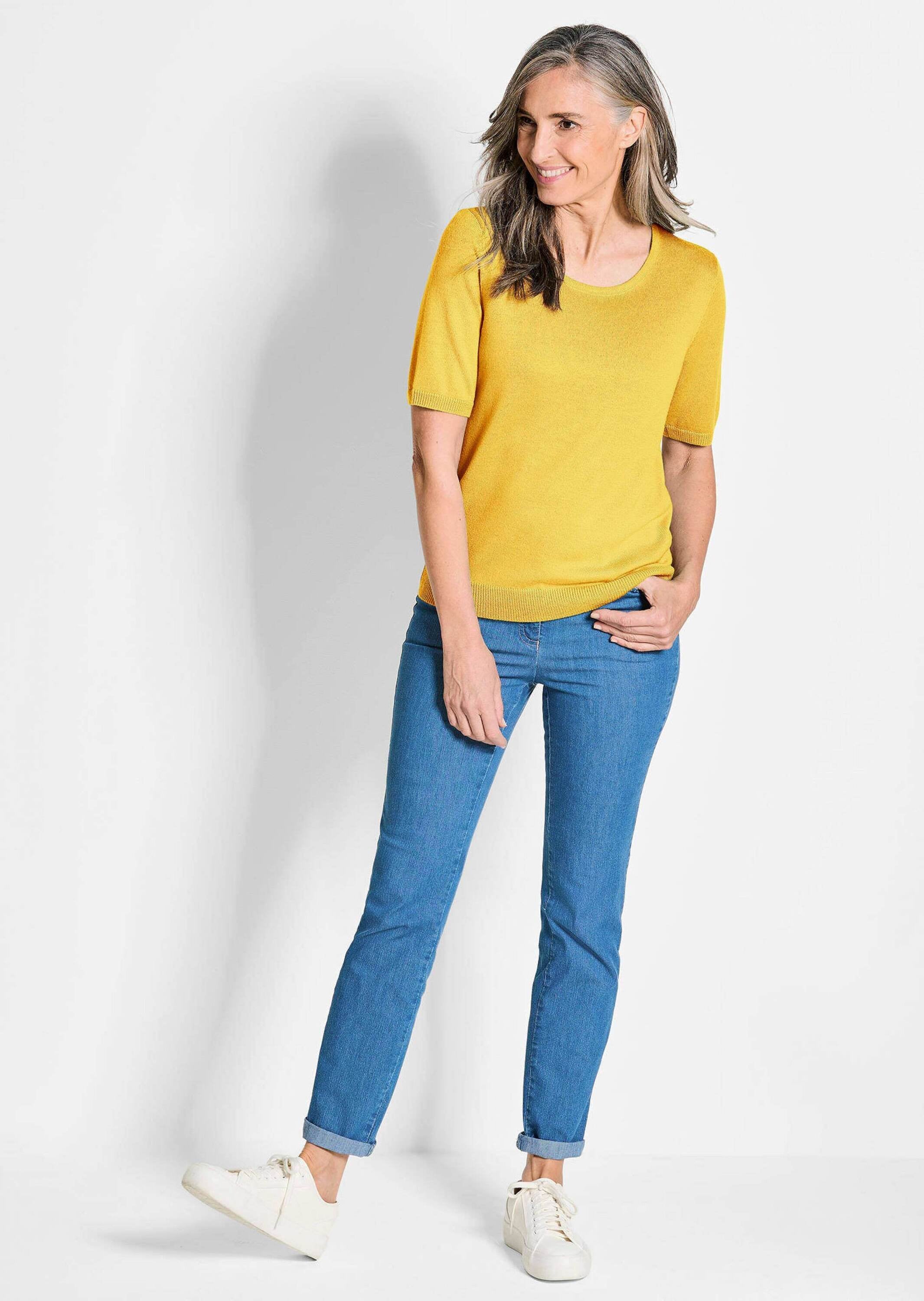 GOLDNER Strickpullover »Kurzgröße Strickpullover« Rippenbündchen