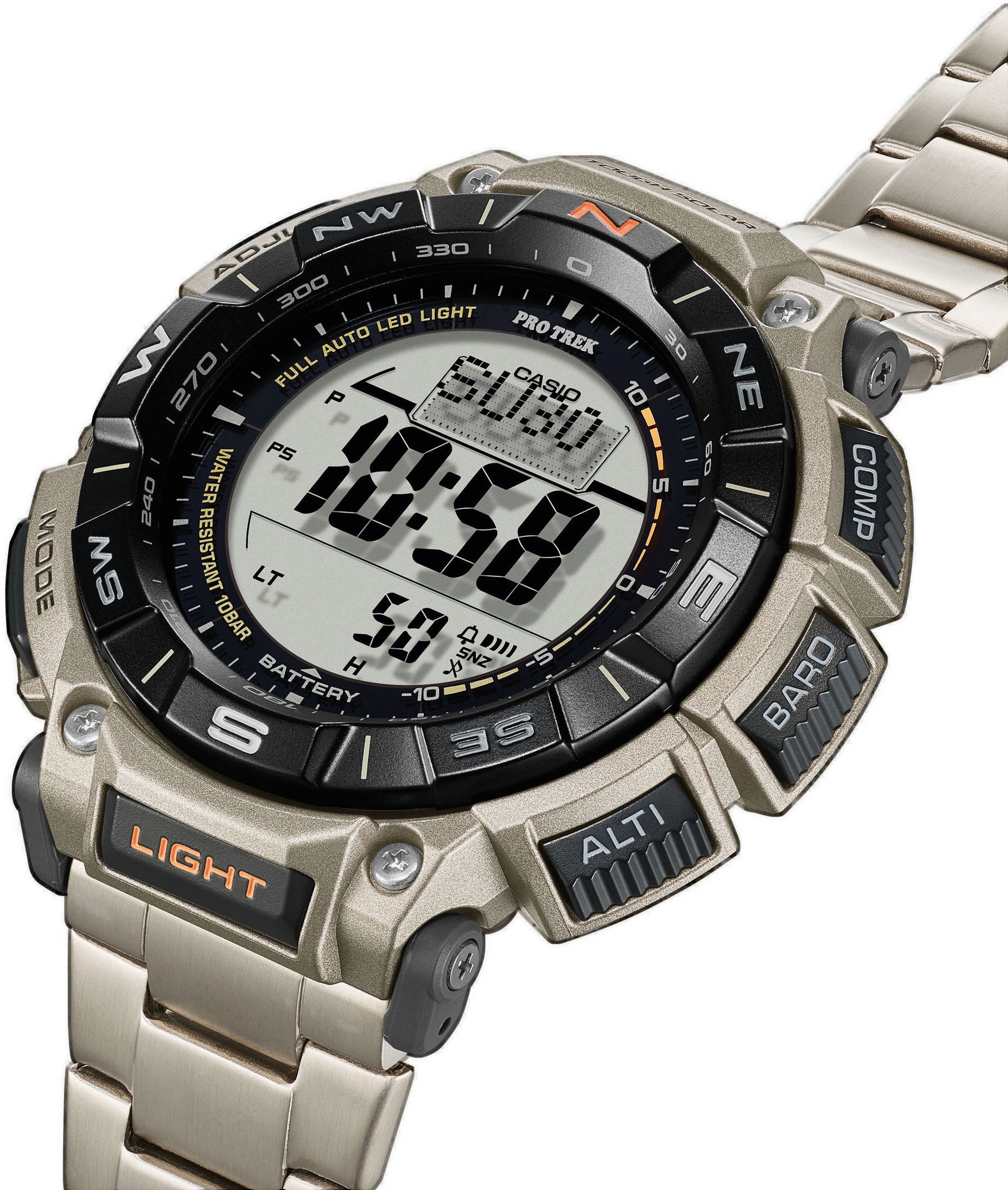 CASIO PRO TREK Chronograph, Quarzuhr, Armbanduhr, Herrenuhr, Solar, Stoppfunktion, Weltzeit