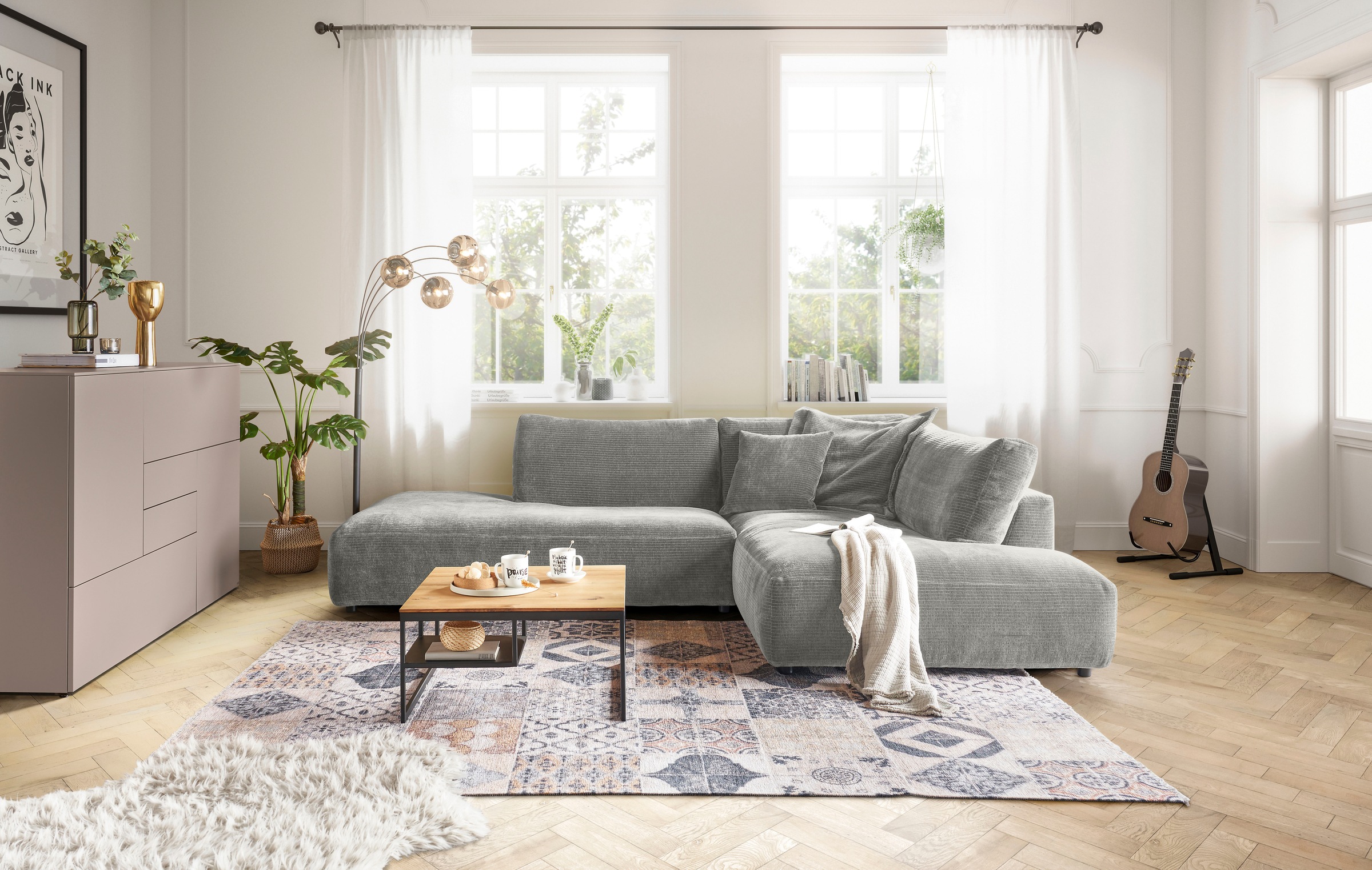 Musterring Ecksofa »Lucia«, mit großem Longchair, verschiedene Farben, B304 x T224 cm