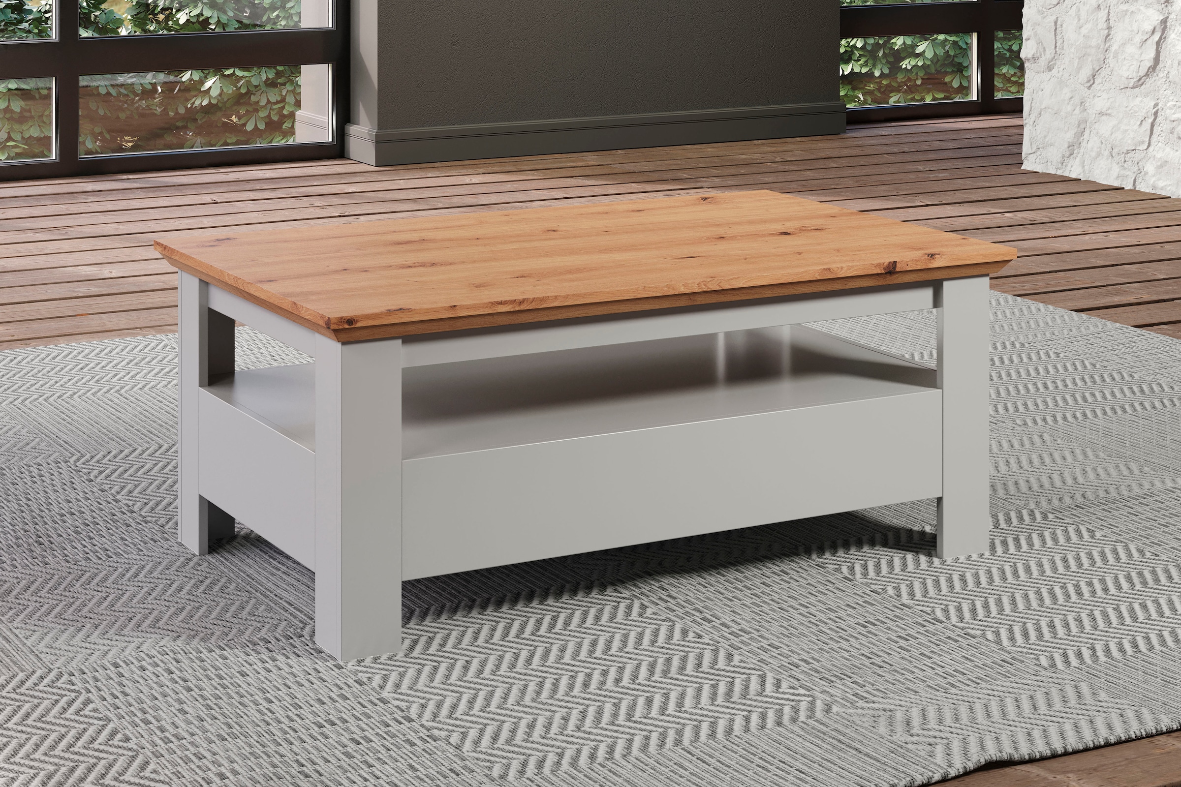 Home affaire Couchtisch »Herzwill«, eckiger Couchtisch, Breite 110 cm, Höhe 45 cm, 2 Schubfächer, 1 Fach