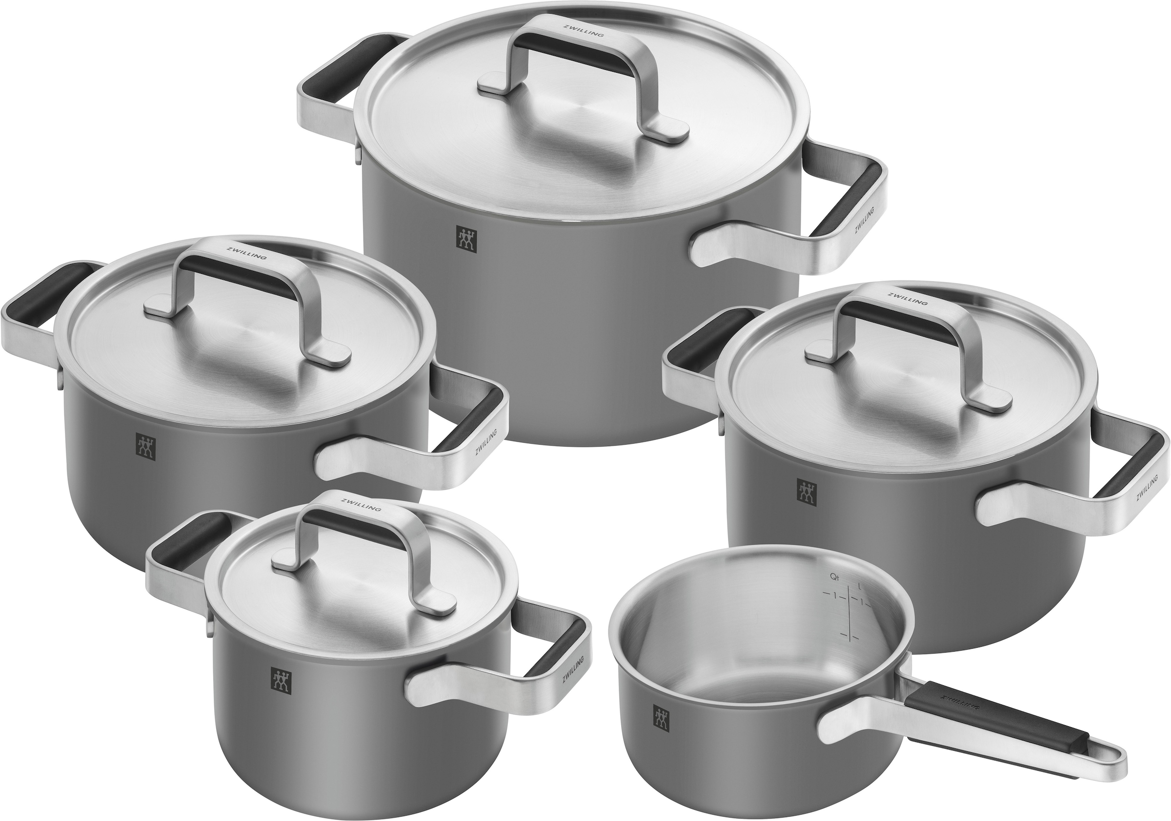 Zwilling Topf-Set »Pure«, Edelstahl 18/10, (Set, 5 tlg., 3 Kochtöpfe (16, 20 & 24 cm),...