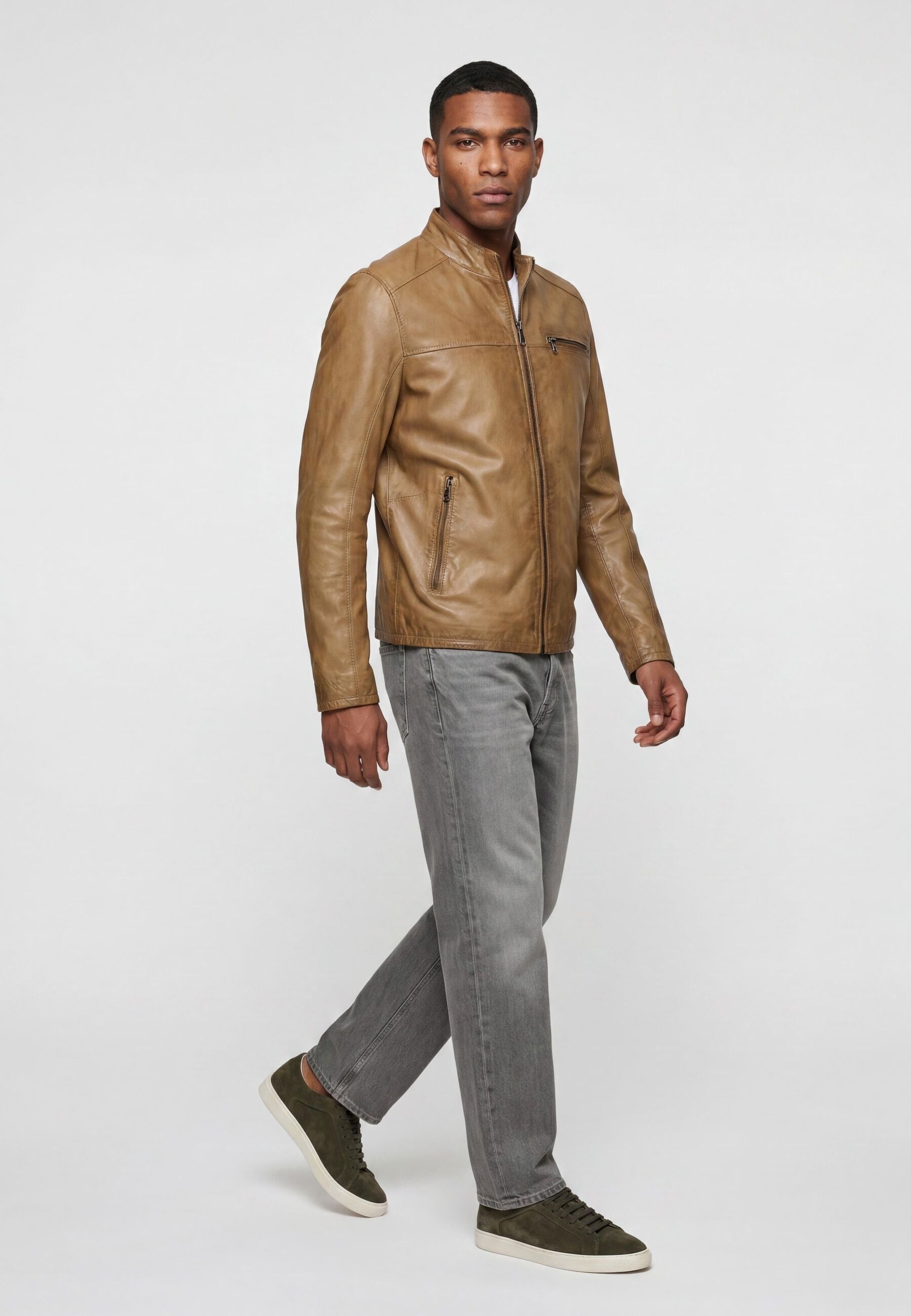 Milestone Lederjacke »MSMarco« ohne Kapuze robuste Metallreißverschlüsse