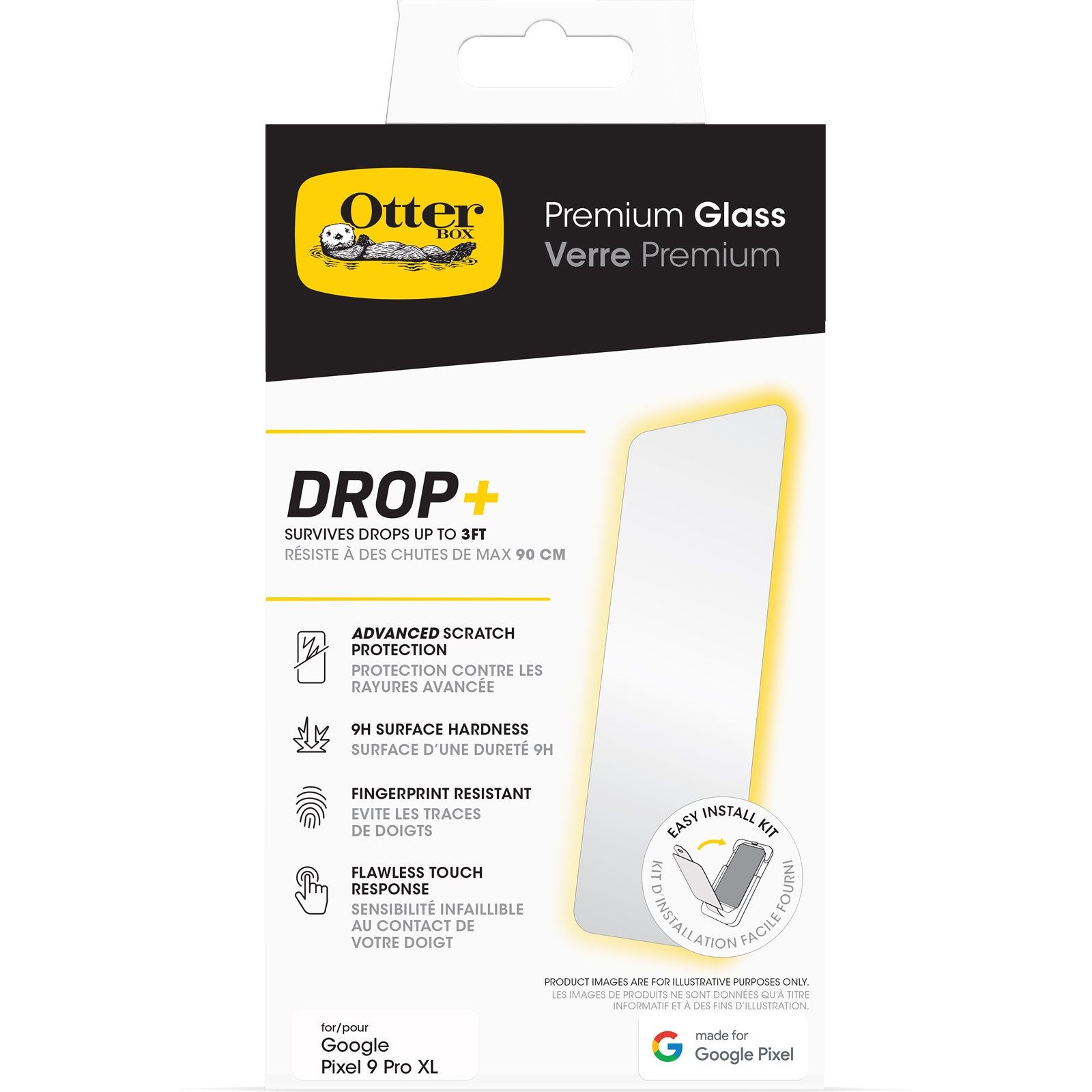 Otterbox Displayschutzglas »Premium Glass«, für Google Pixel 9 Pro XL, Displayschutzfolie, Schutzfolie, Bildschirmschutz, kratz- & stoßfest