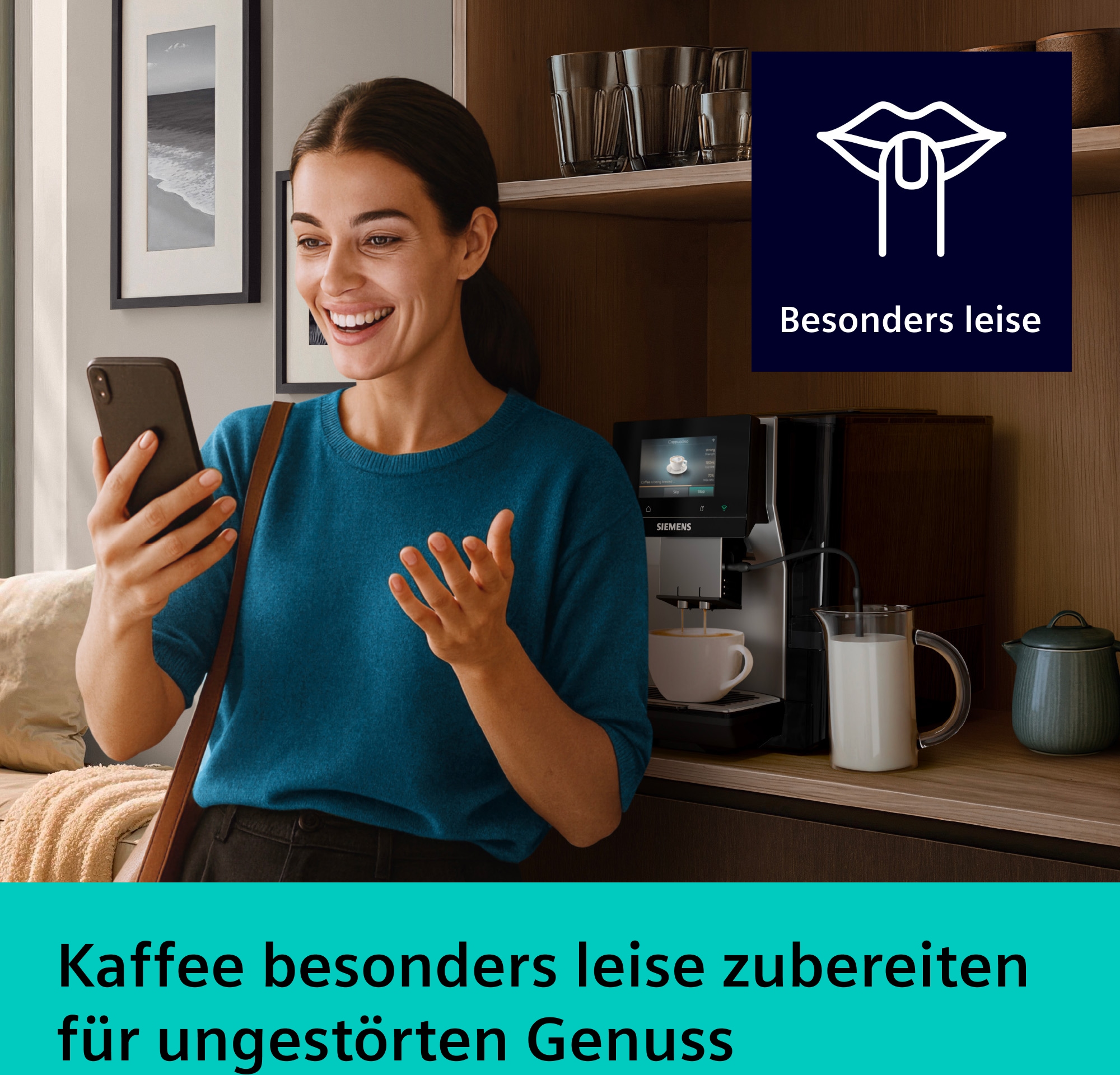 SIEMENS Kaffeevollautomat »TP725ET7« farbiges Full-Touch-Display, Doppeltassenfunktion, sehr leise, silber