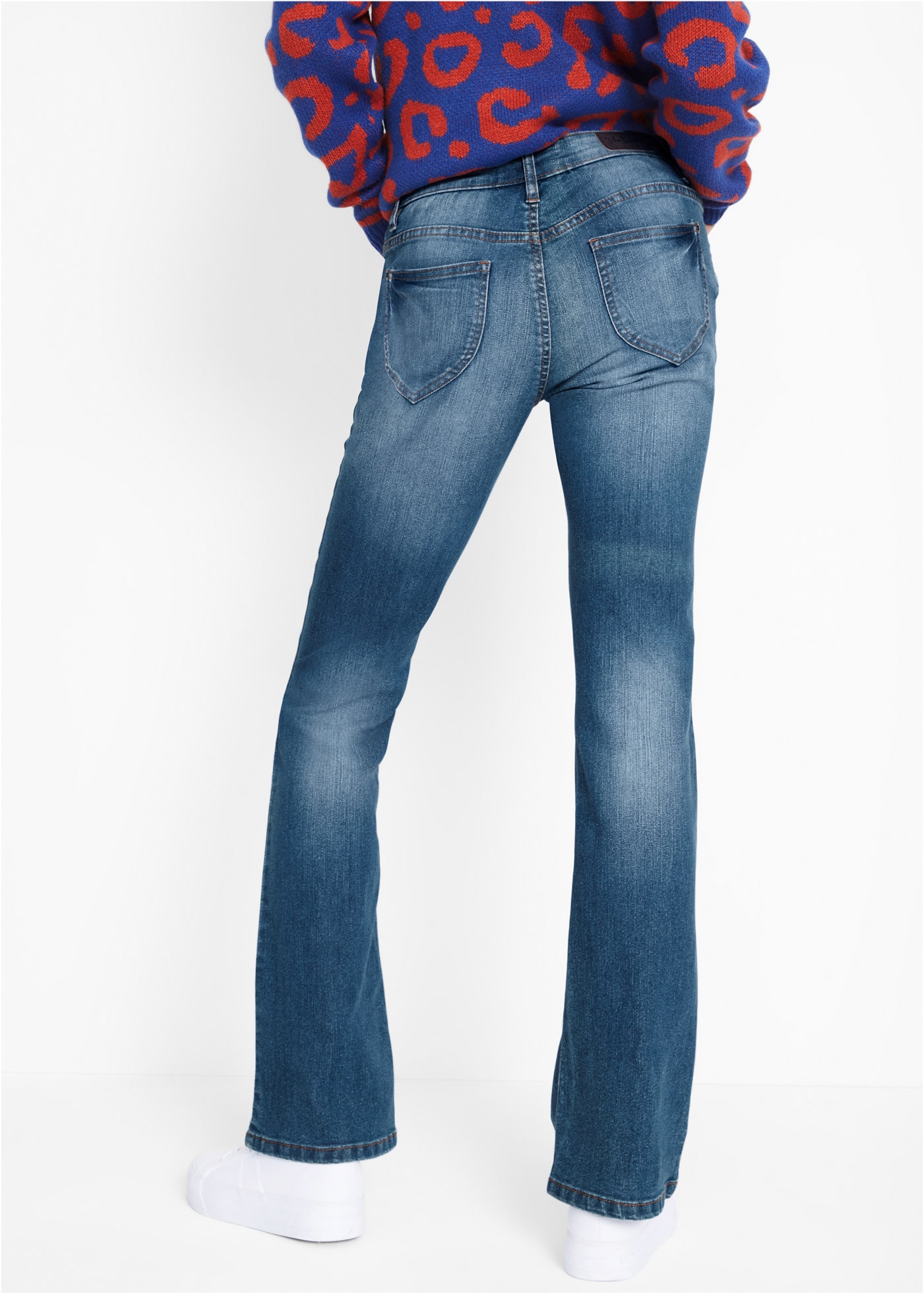 bonprix Bootcut-Jeans »Bootcut-Jeans Mid Waist, Komfort-Stretch« 5-Pocket-Stil, Boot-Cut, ausgestelltes Bein, normale Leibhöhe