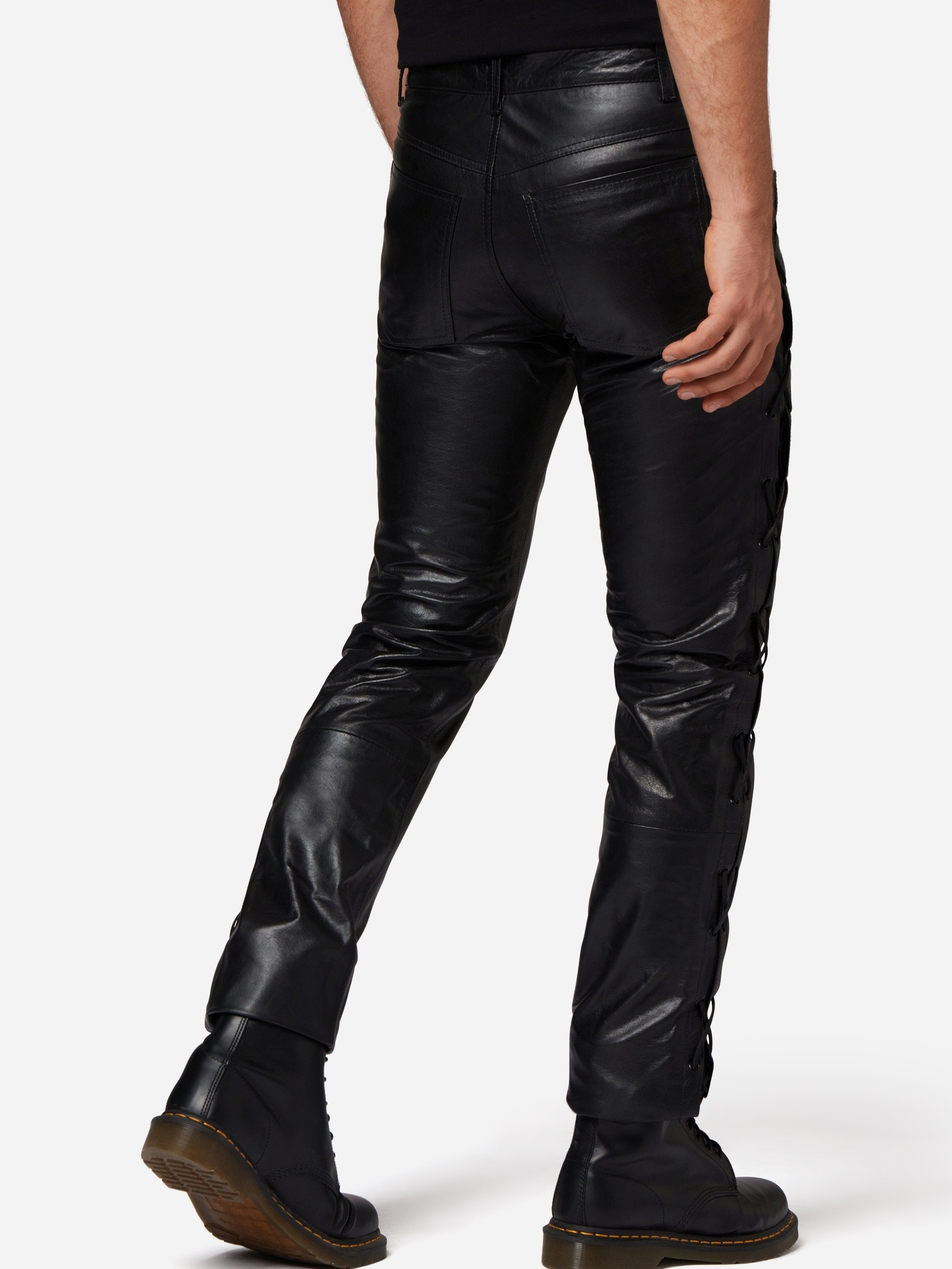 RICANO Lederhose »Lederhose S/L Jeans 01 (Büffel Nappa - geschnürt)«  Handgefertigt aus echtem Leder