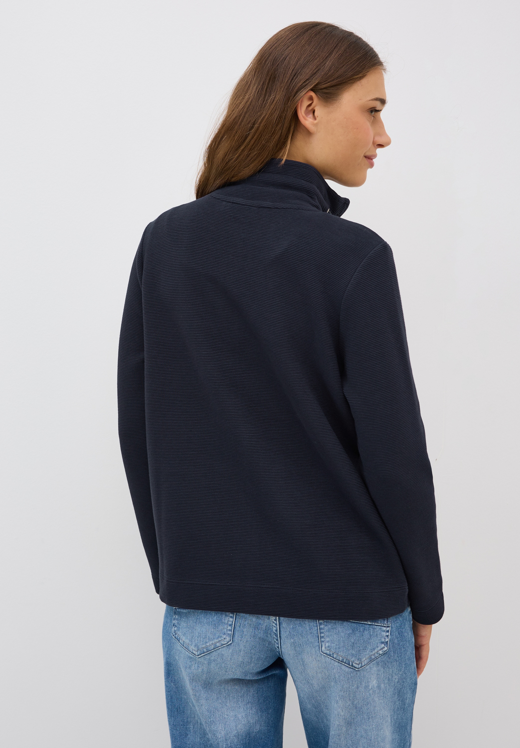 Cecil Sweatjacke, im Ottoman-Look und Stehkragen, Struktur-Optik