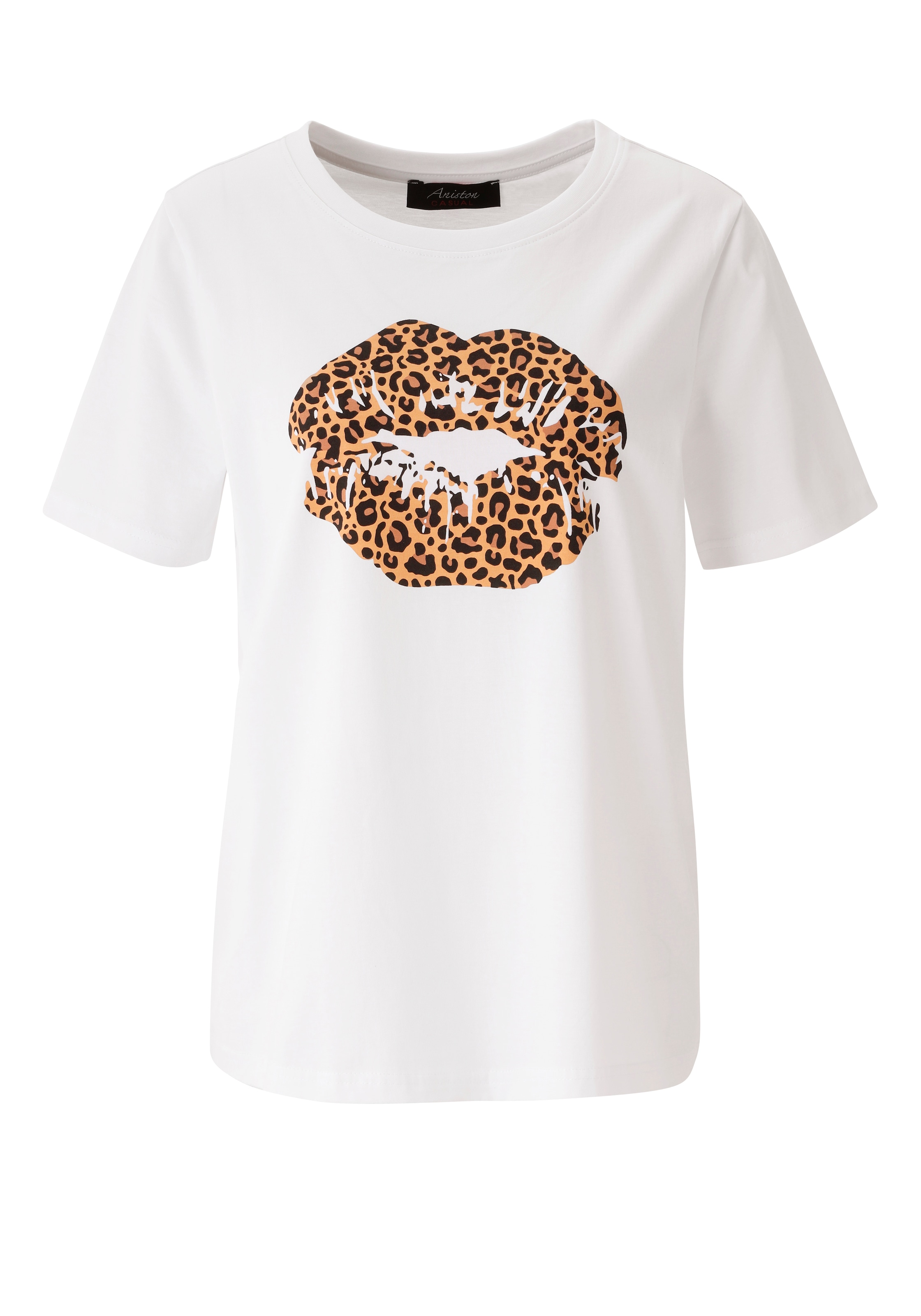 Aniston CASUAL T-Shirt mit extravaganten Lippen im Animal-Print - NEUE KOLLEKTION