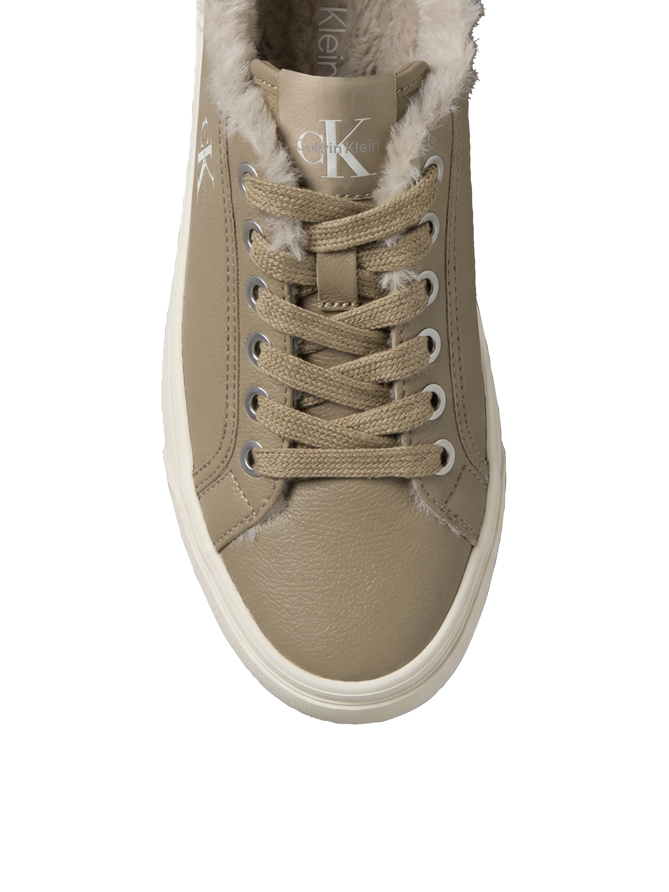 Calvin Klein Plateausneaker »VULC FLATF LACEUP LTH FUR«  Halbschuh, Schnürschuh, Casual-Sneaker mit seitlichem CK-Logo