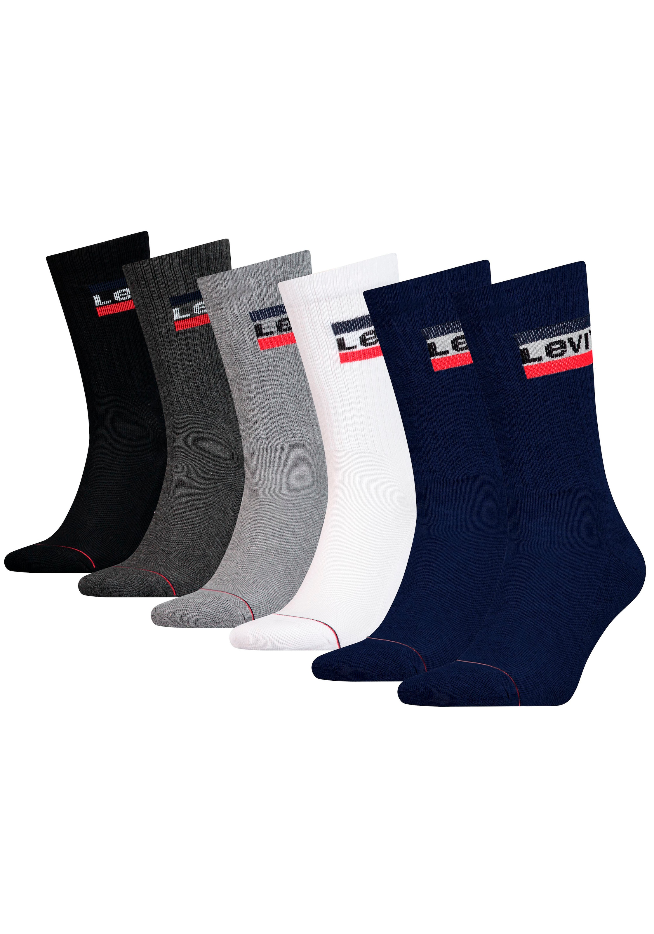 Levi's® Socken, (Packung, 6er-Pack), mit breitem Logobund