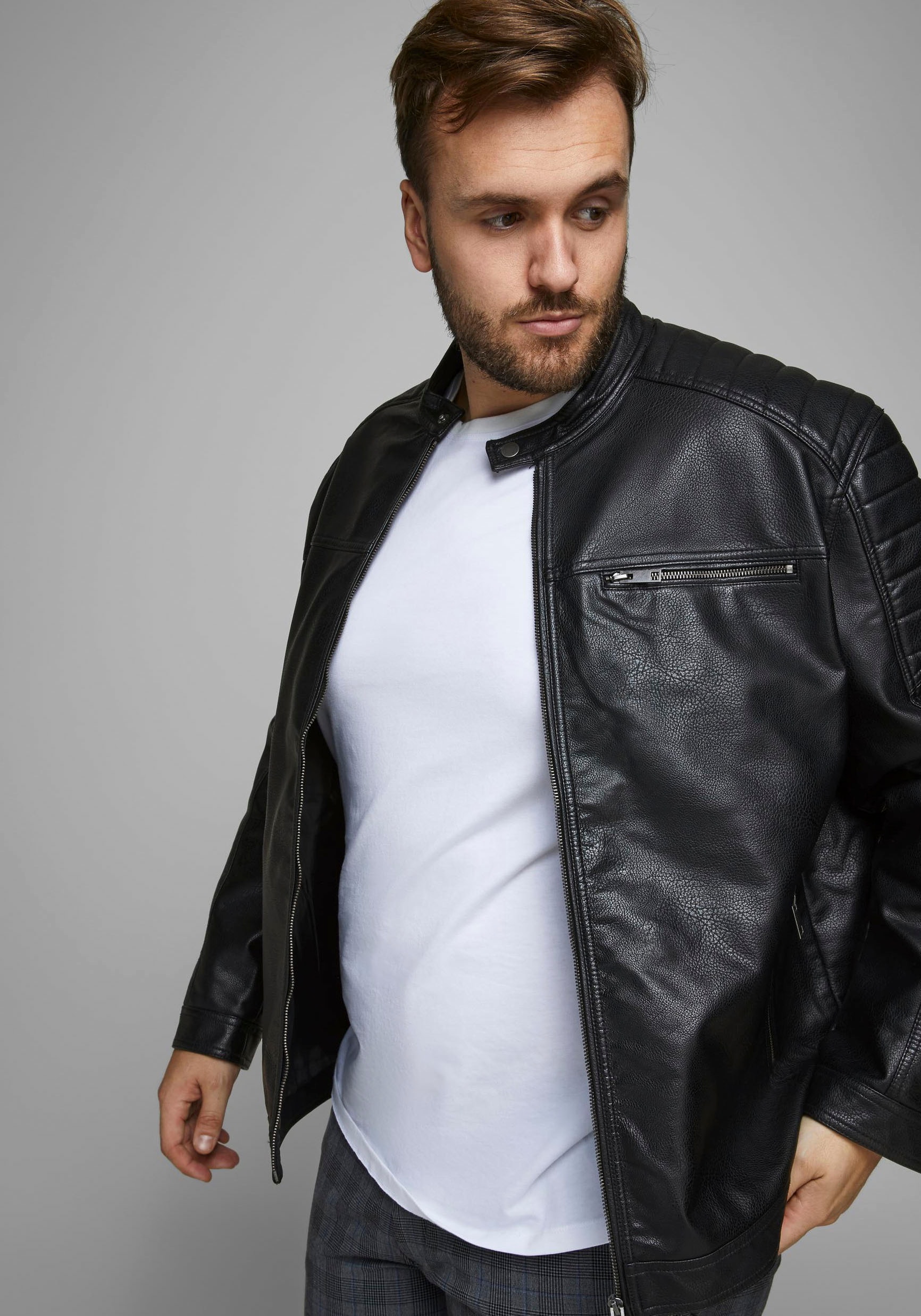 Jack & Jones PlusSize Bikerjacke »ROCKY JACKET«, bis Größe 6XL