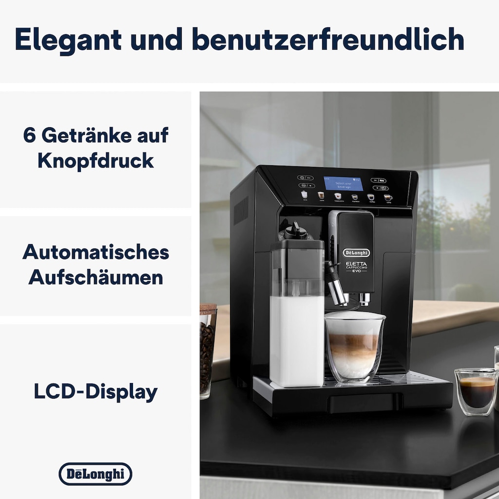 De'Longhi Kaffeevollautomat »ECAM 46.860.B Eletta Evo, schwarz«