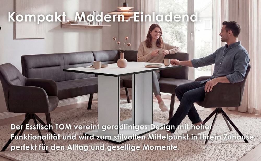 byLIVING Esstisch »TOM« Artisan Eiche oder Weiß, 100 kg, 4 Sitzplätze, Säule: 25 x 56,6 cm