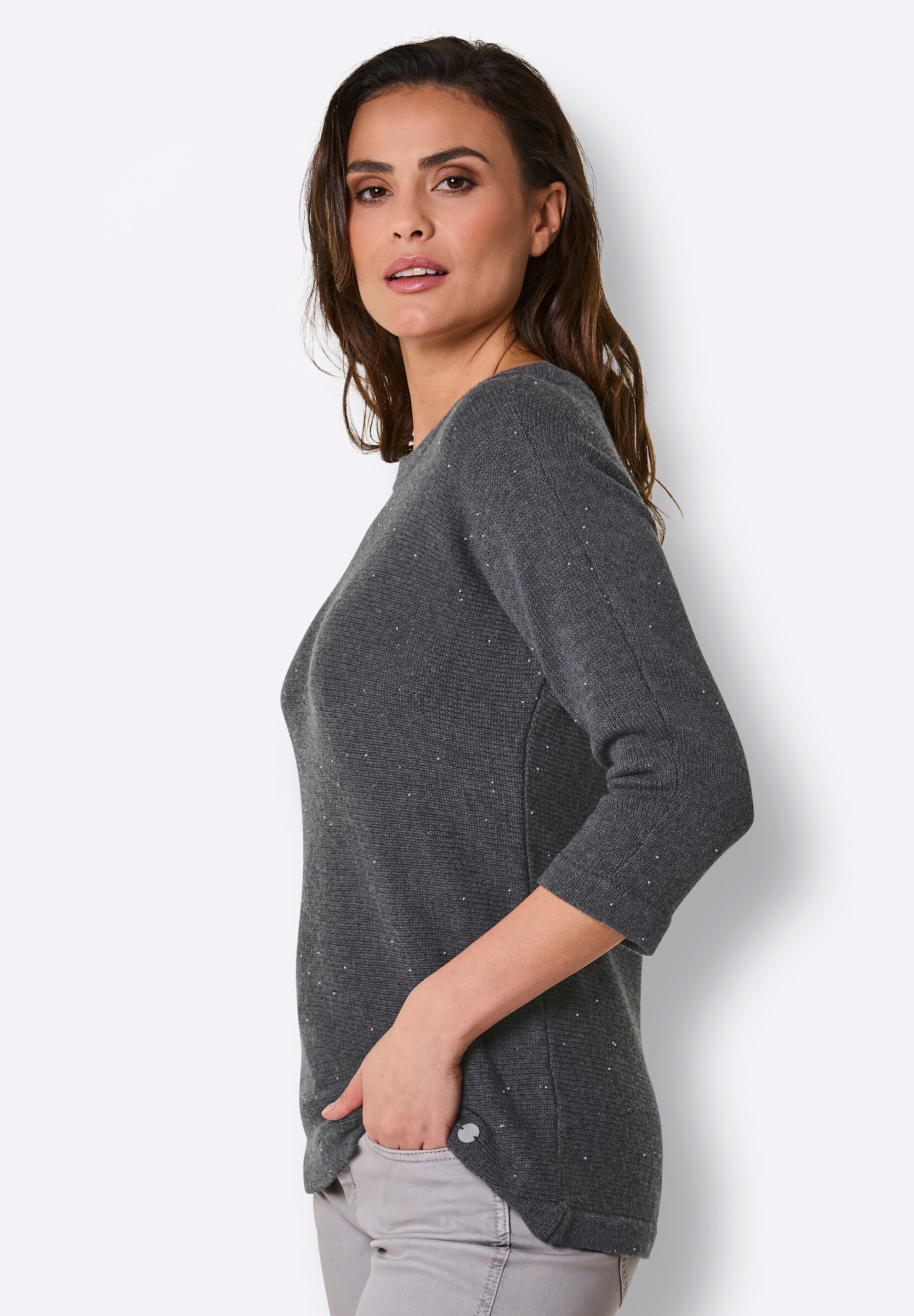 creation L Strickpullover »Kaschmir-Woll-Pullover Langarm-Pullover mit 10% Kaschmir und Zierperlen«