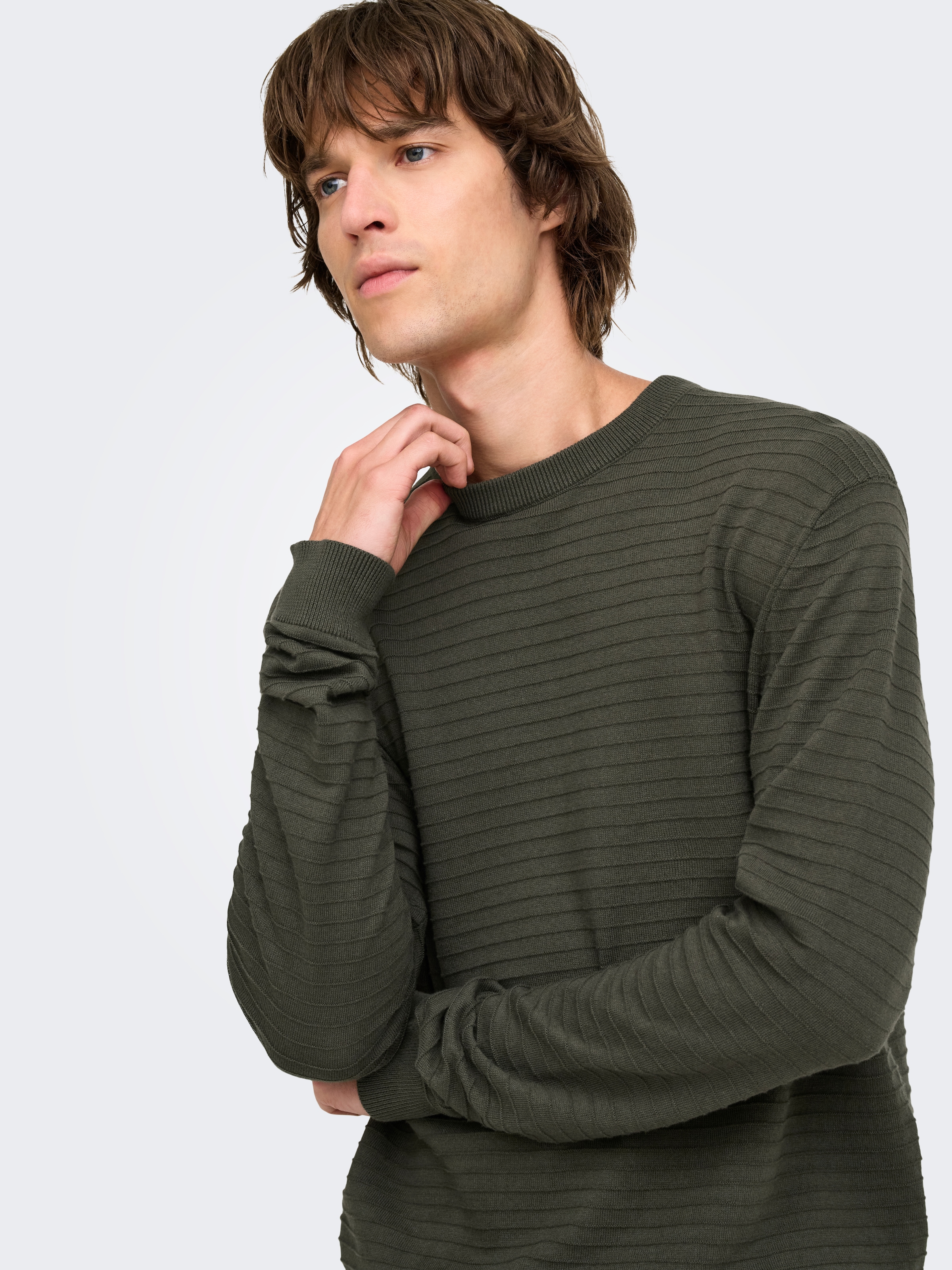 ONLY & SONS Rundhalspullover »ONSSTORM LS CREW KNIT OTL« Baumwolle, regular fit