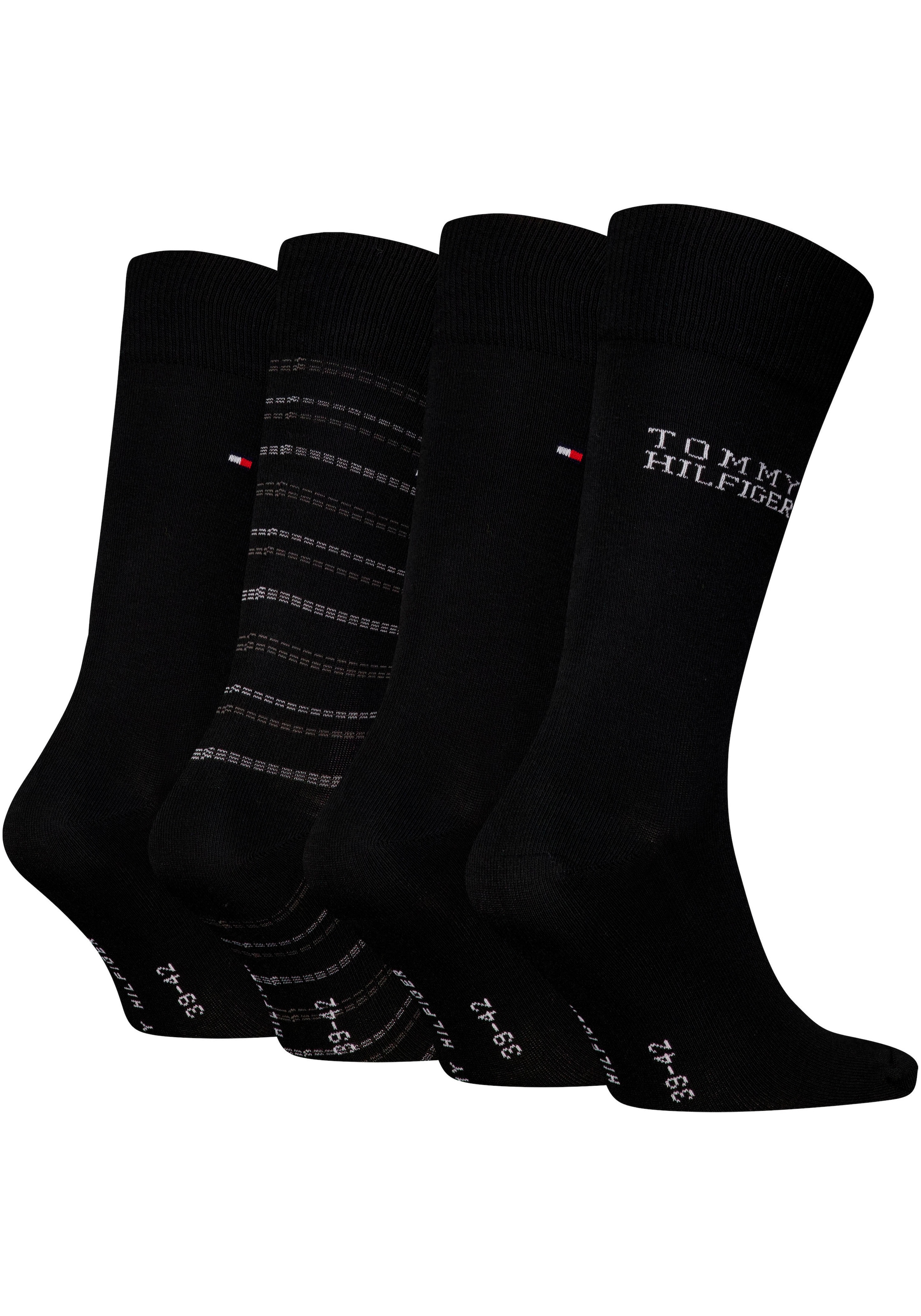 Tommy Hilfiger Socken, (4 Paar), Ideal zum Verschenken, Logoprägung, Geschenkbox