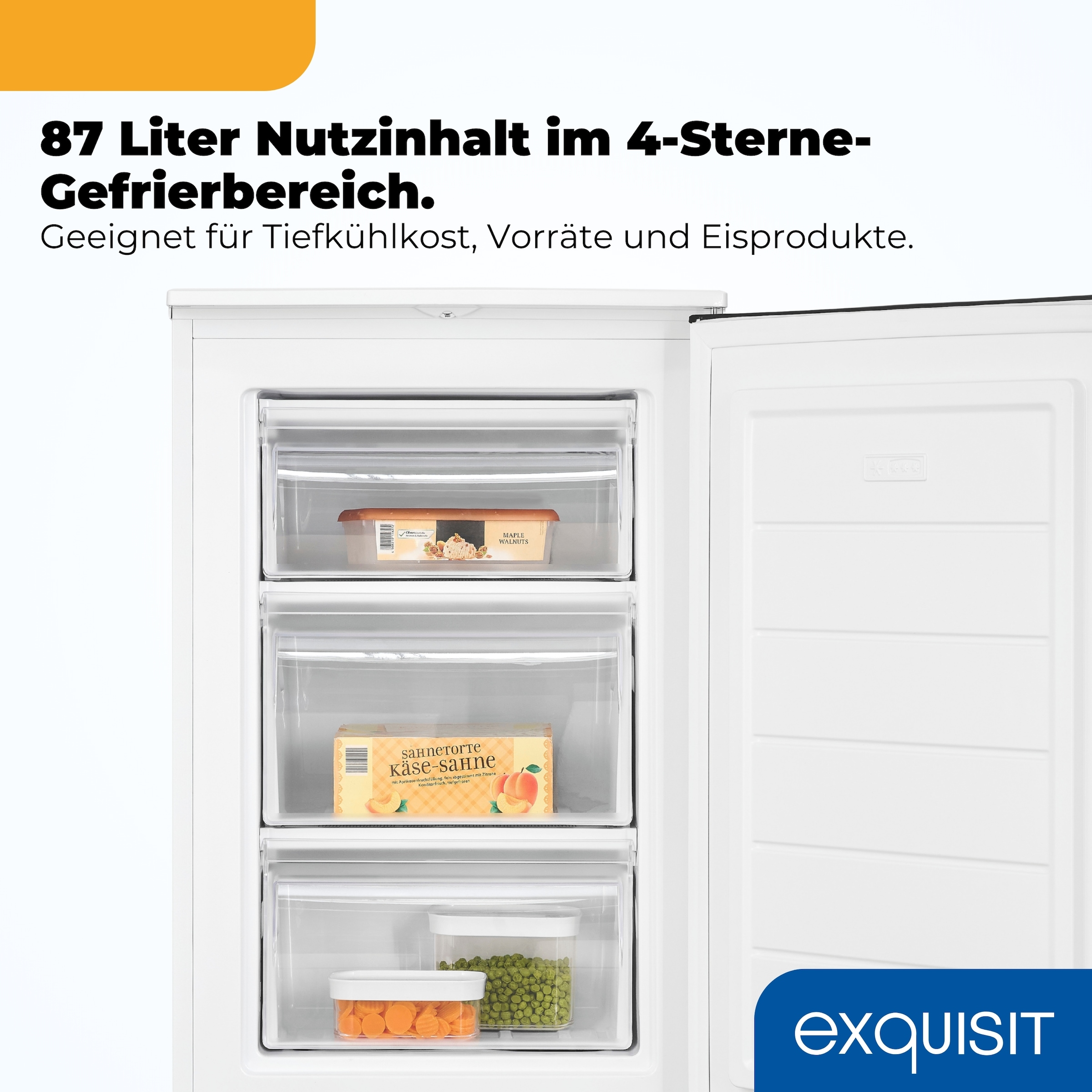 exquisit Gefrierschrank »GS81-040B weiss« 85 cm hoch 54,5 cm breit Viel Platz, starke Gefrierleistung