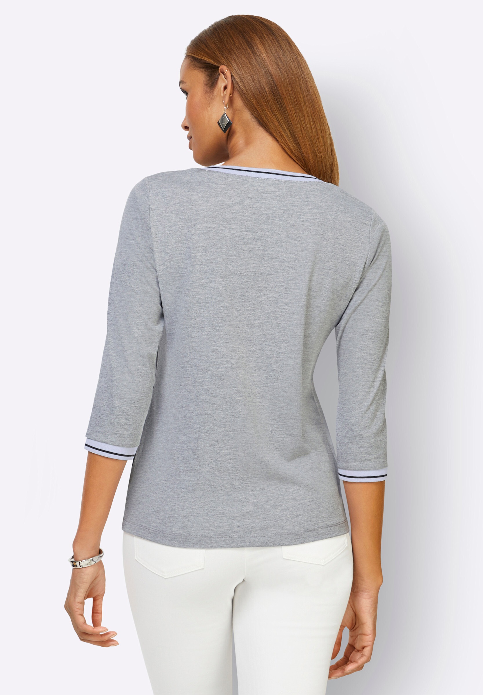 creation L T-Shirt »Shirt 3/4-Arm-Shirt mit Web-Qualität an Ärmeln und Rücken«