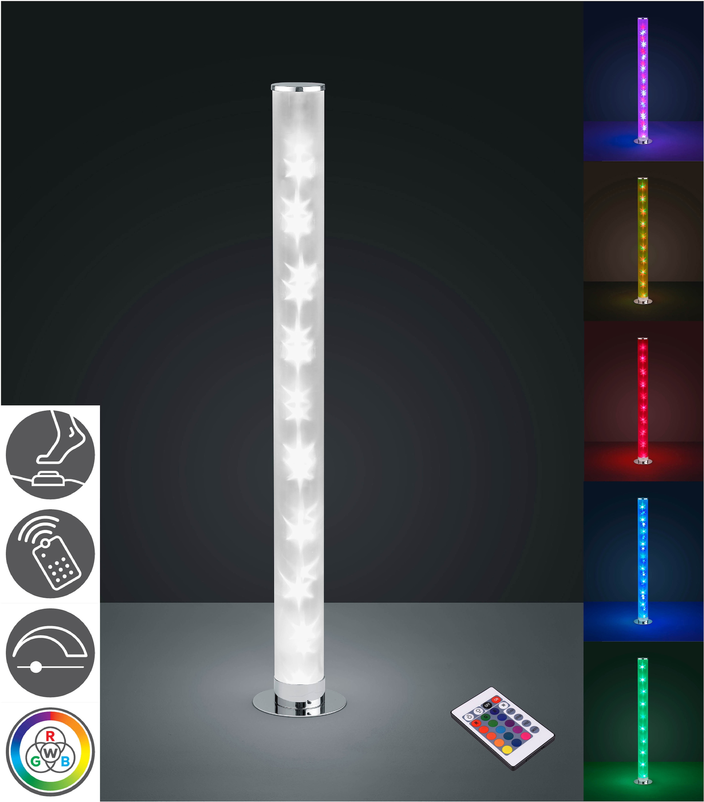 bei über Memory OTTO Leuchten 1 Funktion LED flammig-flammig, Fußschalter TRIO Stehlampe RGBW-Farbwechsler, »RICO«, Fernbedienung, bestellen
