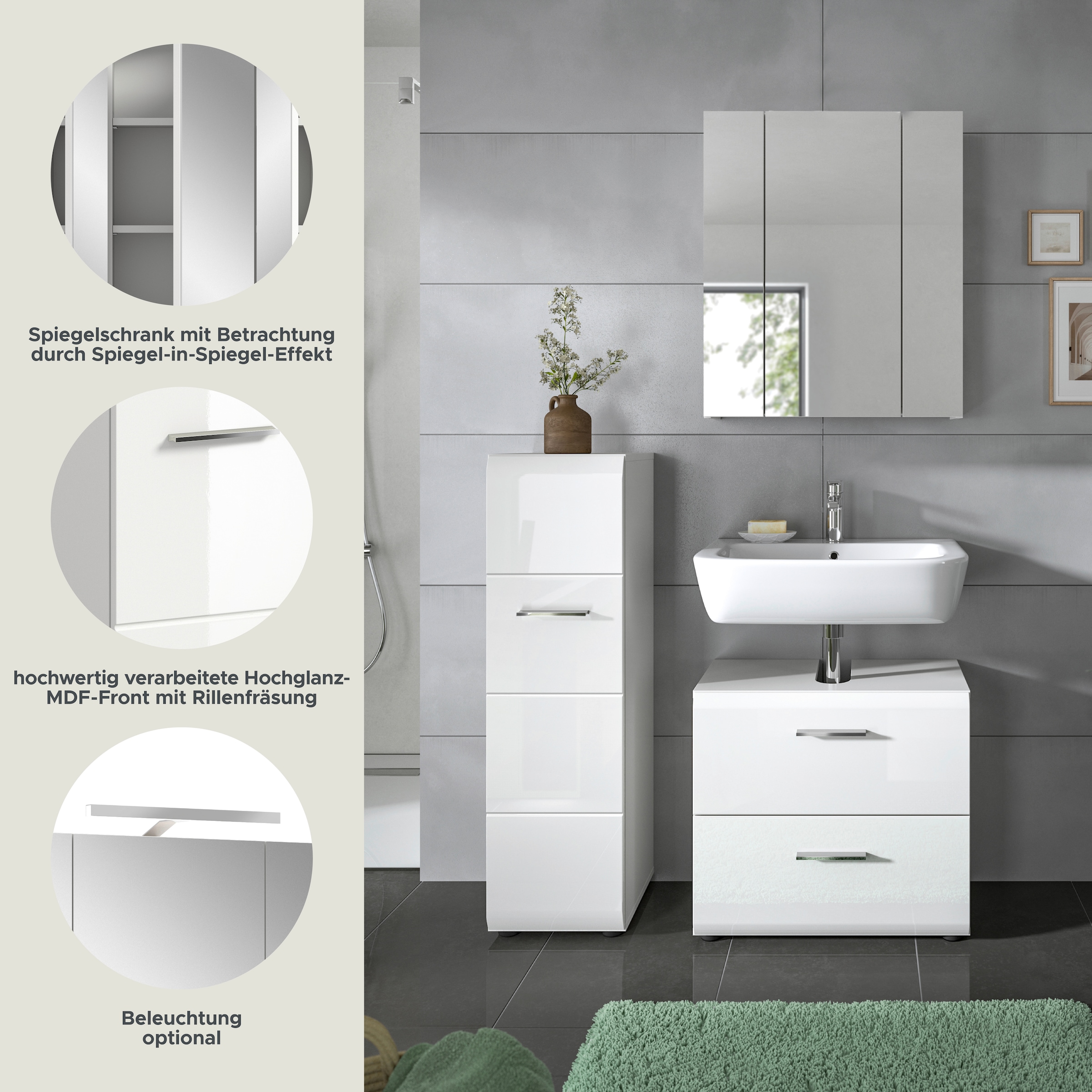 welltime Badezimmer-Set Set, 3 Stk. tlg.