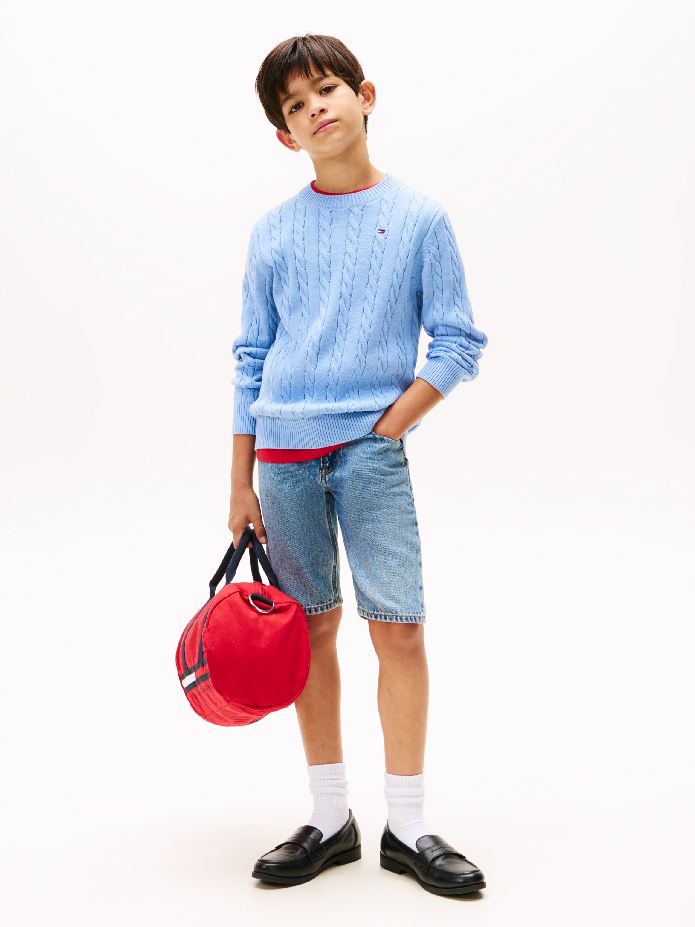 Tommy Hilfiger Strickpullover »COTTON CABLE SWEATER«, für Kinder bis 16 Jahre, mit Zopfmuster