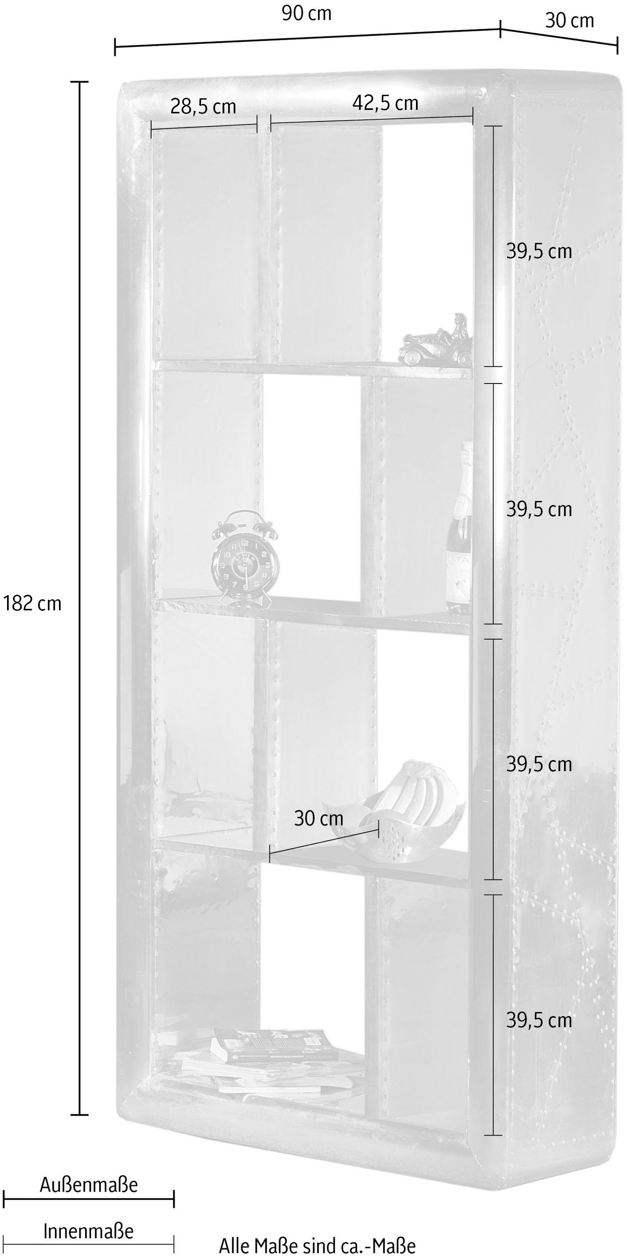 SIT Regal »Schrank AIRMAN Mangoholz + MDF mit Alu‑Beschlägen & Zierschrauben« Industrial‑Design Regal mit offenen Stauraumfächern