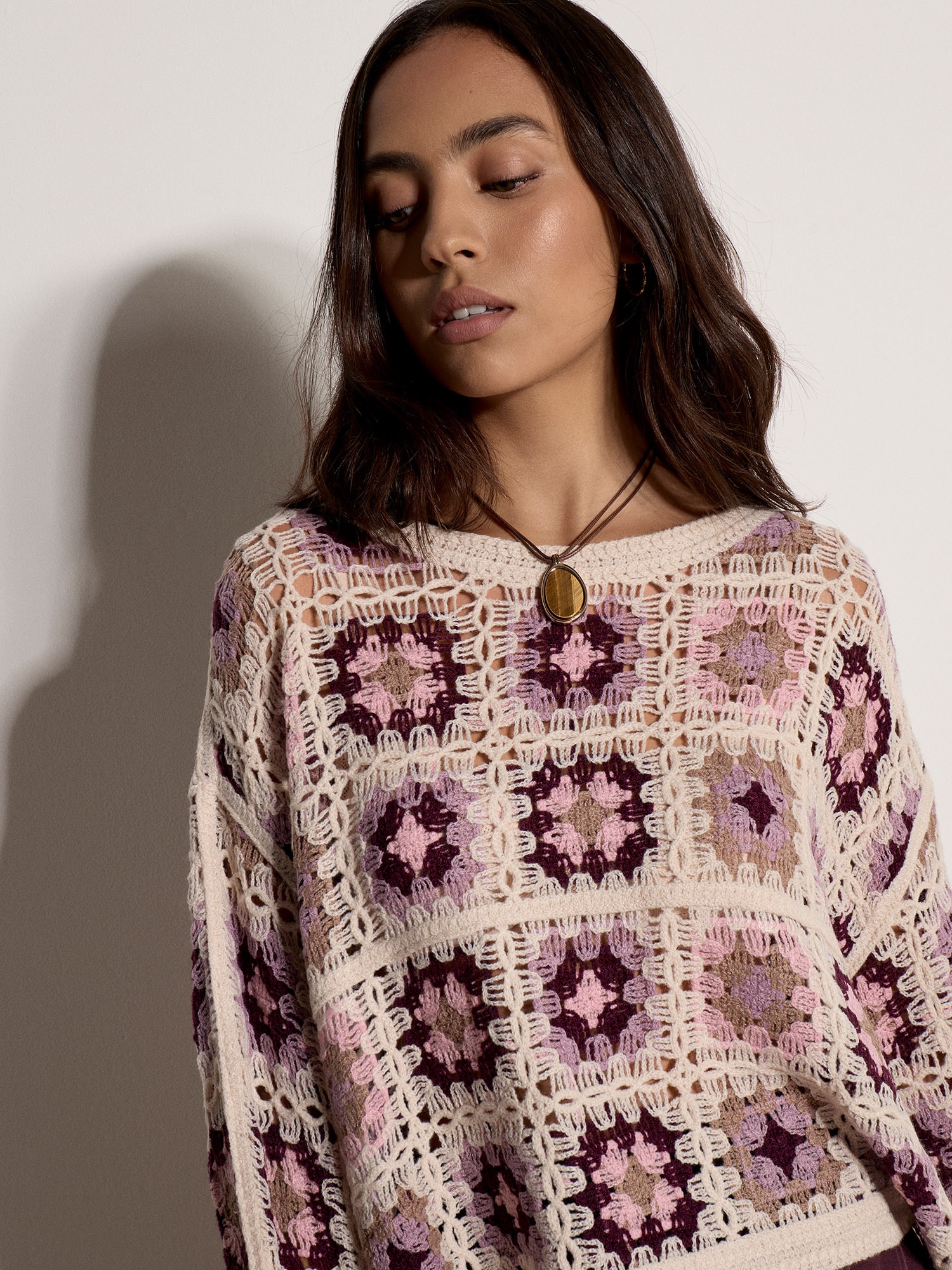 Apricot Strickpullover »Häkelpullover« 1 Stk. mit quadratischem Muster