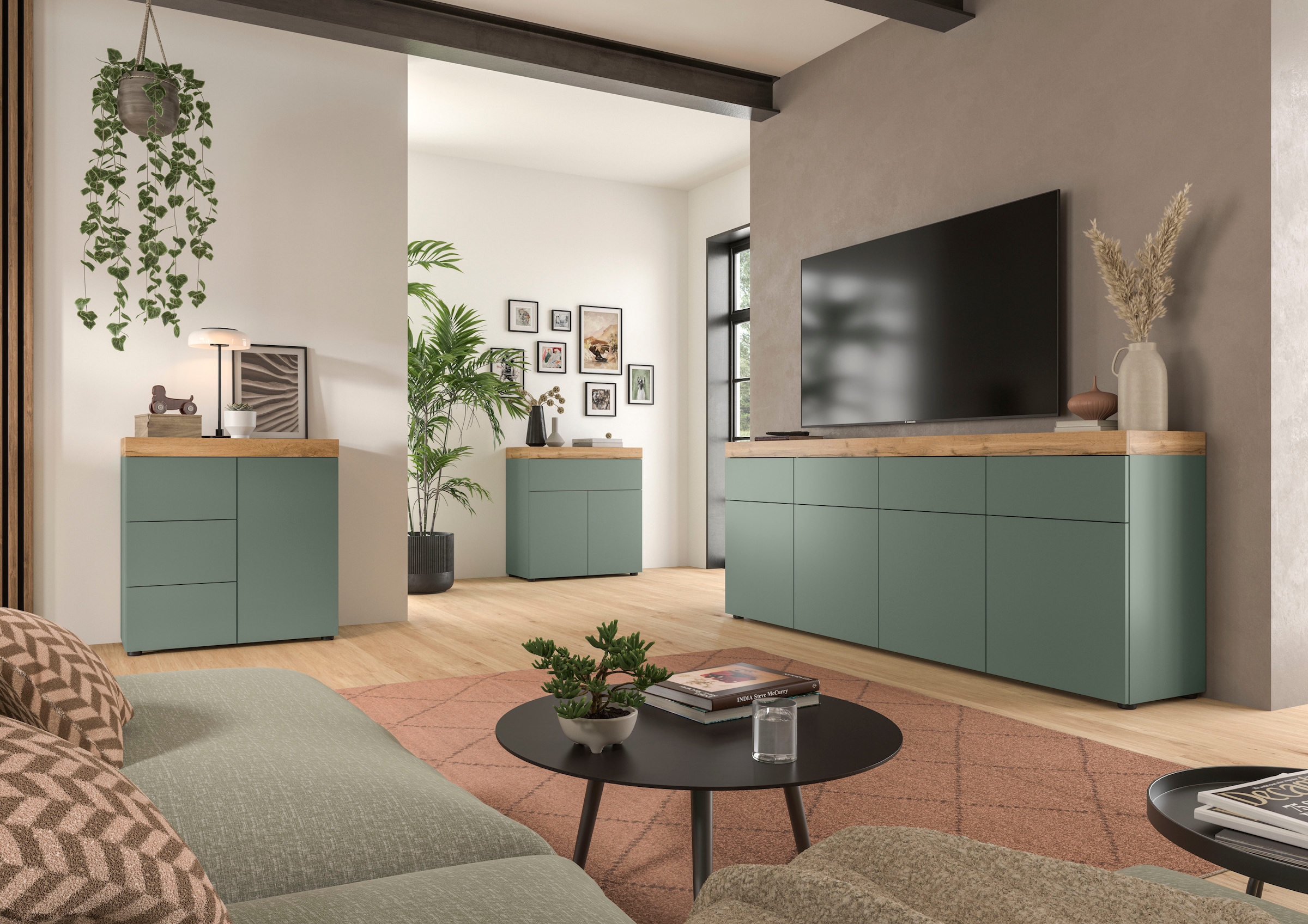 OTTO home Kommode »MAMBO, TOPSELLER!, Breite 77cm, 1 Tür, 3 Schubkästen, push-2-open« 2 farbige Ausführung, in verschiedenen Farben erhältlich, 1 Stk. tlg. Kommode, Anrichte, Wohnzimmer, Schlafzimmer