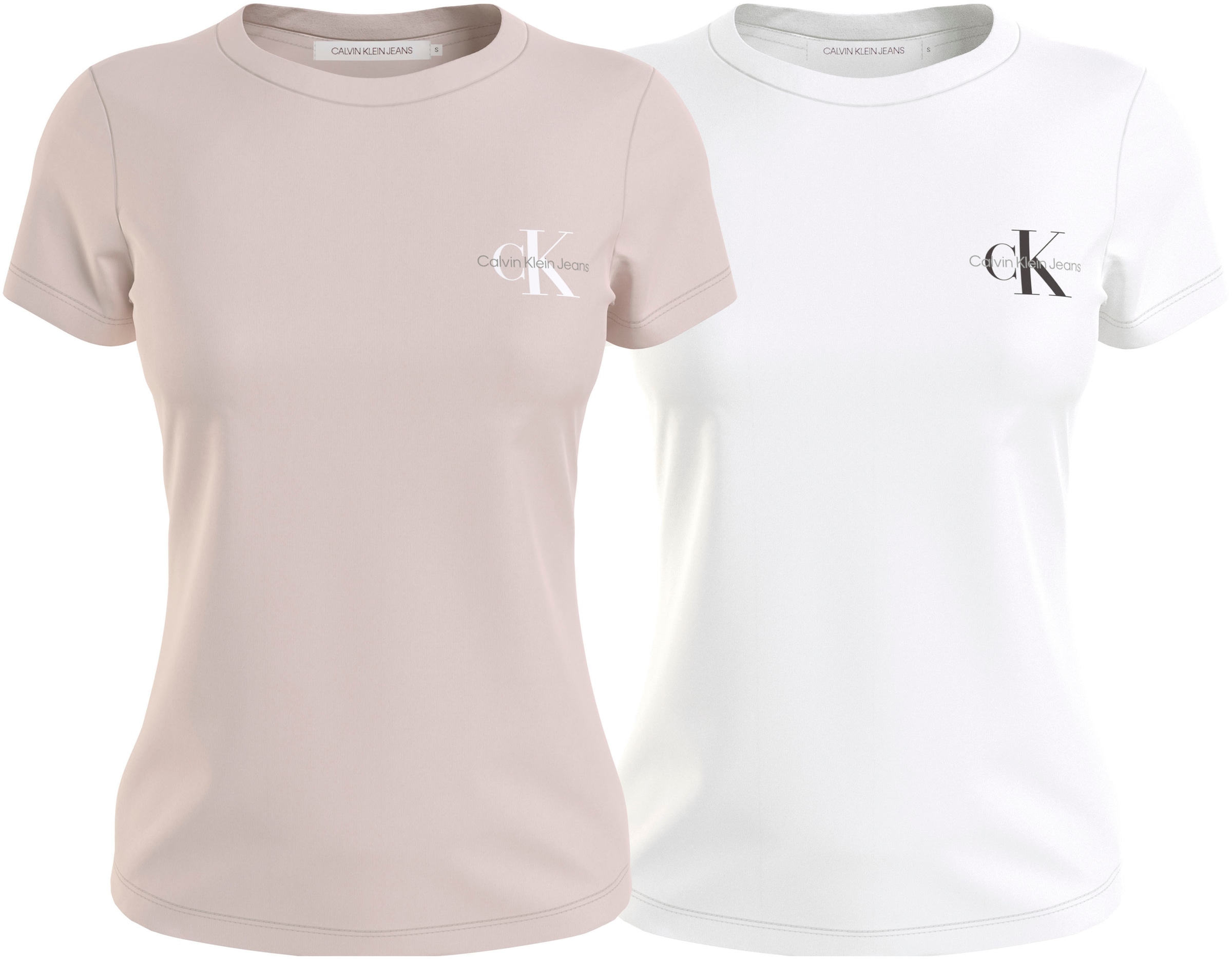 Calvin Klein Jeans Rundhalsshirt »2-PACK MONOLOGO SLIM TEE«, mit Calvin Klein Jeans Logoprint auf der Brust