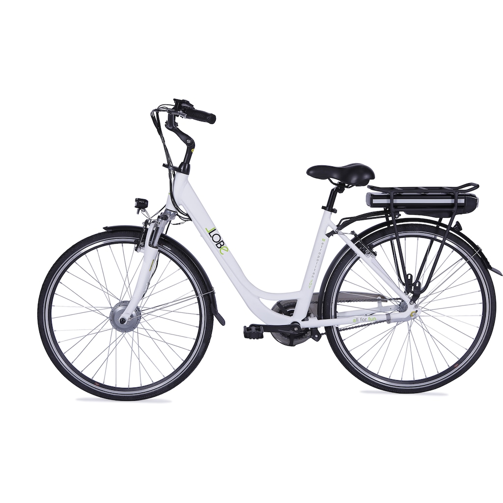 LLobe E-Bike »Metropolitan JOY weiß 13 Ah«, 3 Gang, Frontmotor 250 W