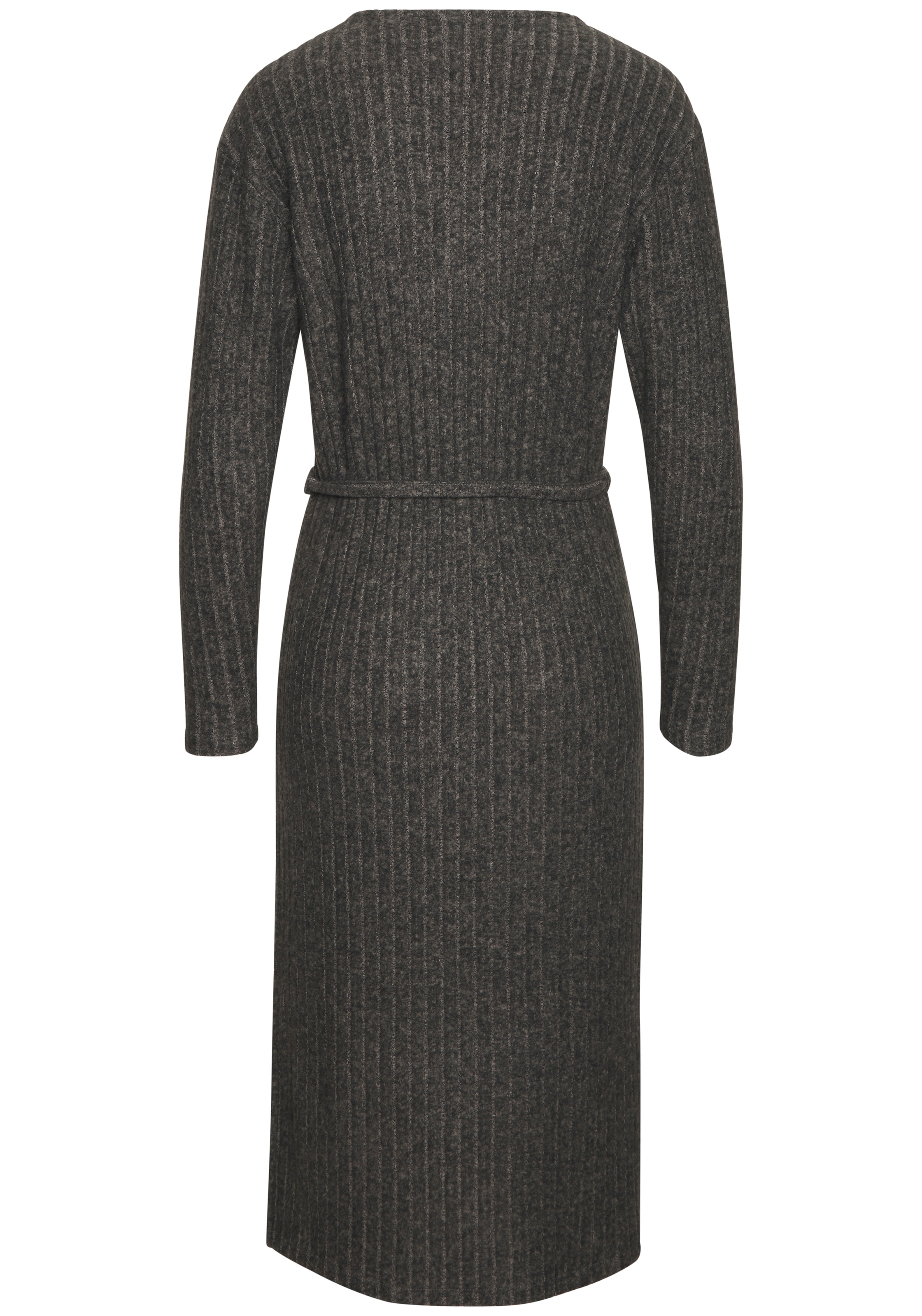 LASCANA Strickkleid Lounge-/ Rippkleid mit weiten Ärmeln und Taillenband, Loungewear