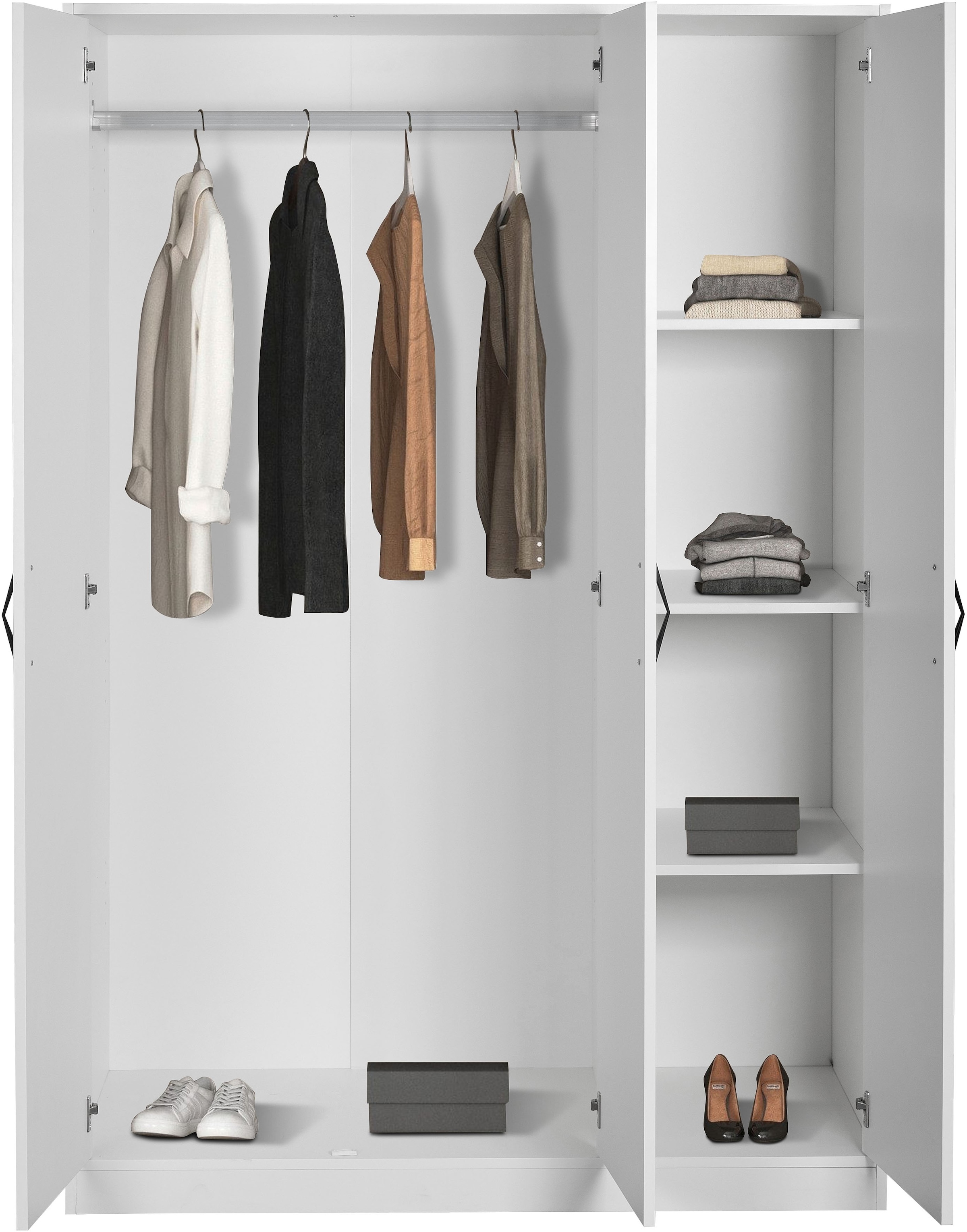 OTTO home Kleiderschrank »Hamburg platzsparend in moderner Optik, FSC zertifiziert« Moderne Optik in weiß, robuste Verarbeitung für den Alltag