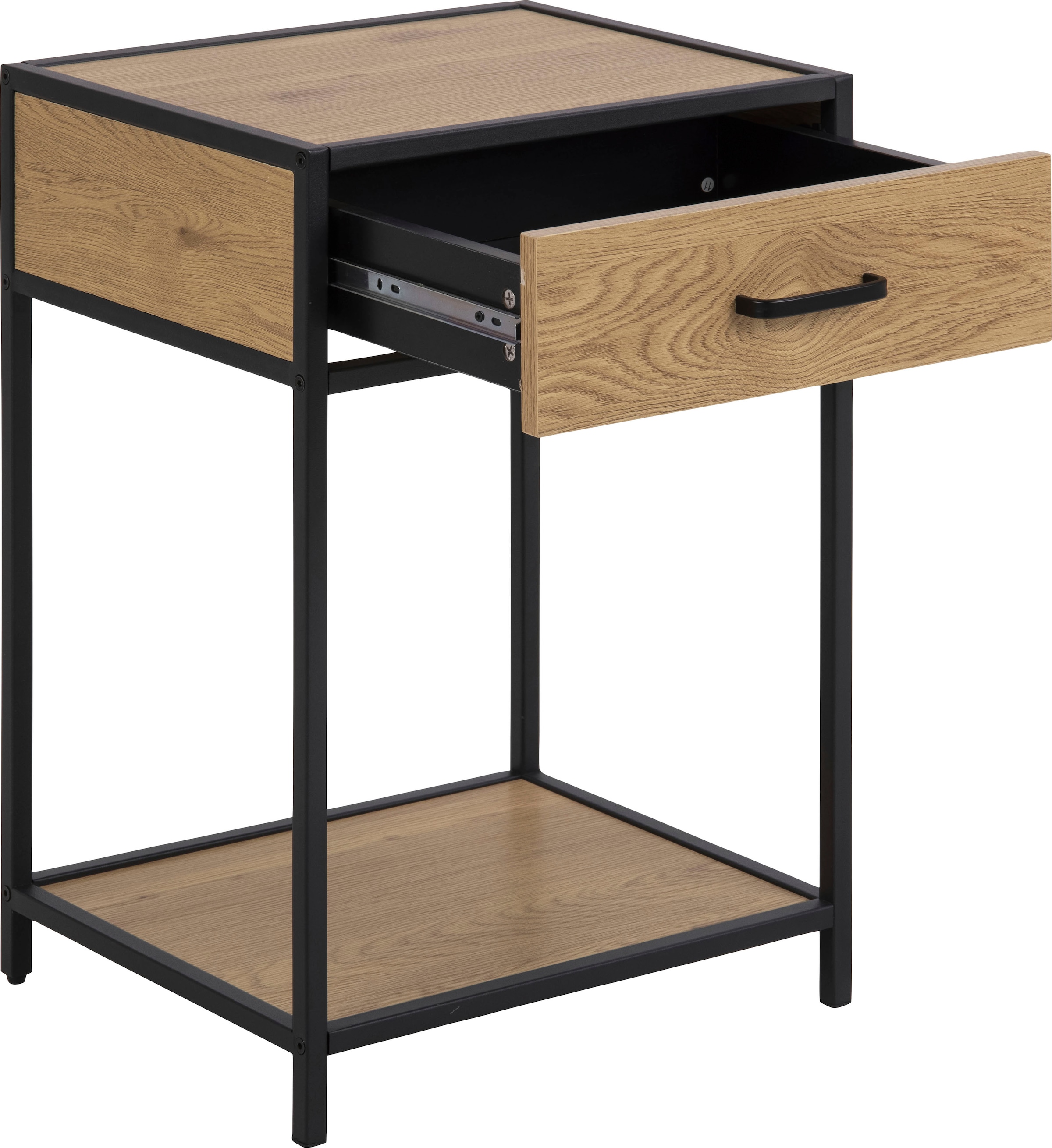 ACTONA GROUP Nachttisch, Metallgestell, Industrie-Look, Schublade und Einlegeboden, H: 63 cm
