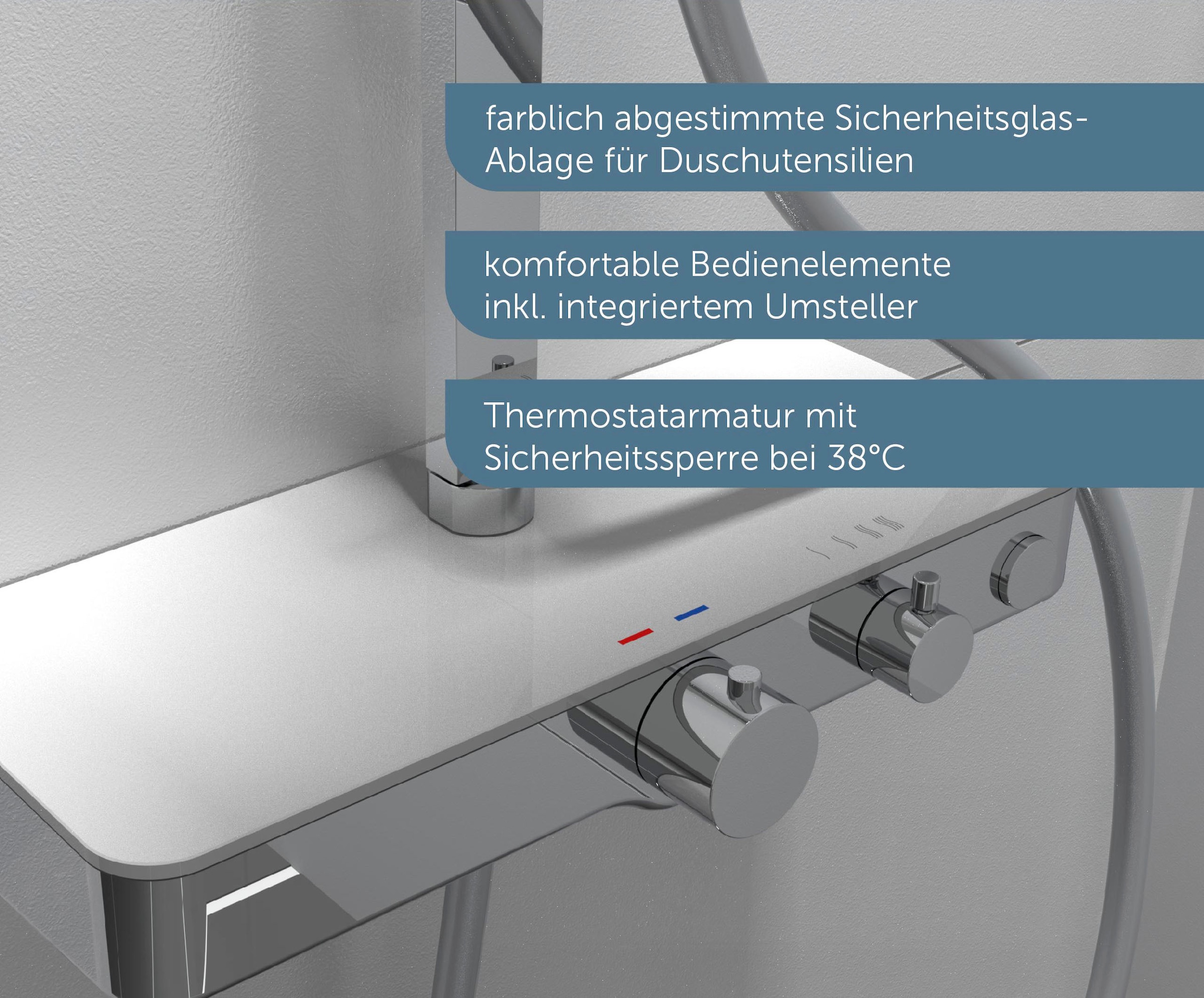 Schütte Brausegarnitur »OCEAN«, Sicherheitssperre, höhenverstellb., inkl. Glasablage, Antikalk