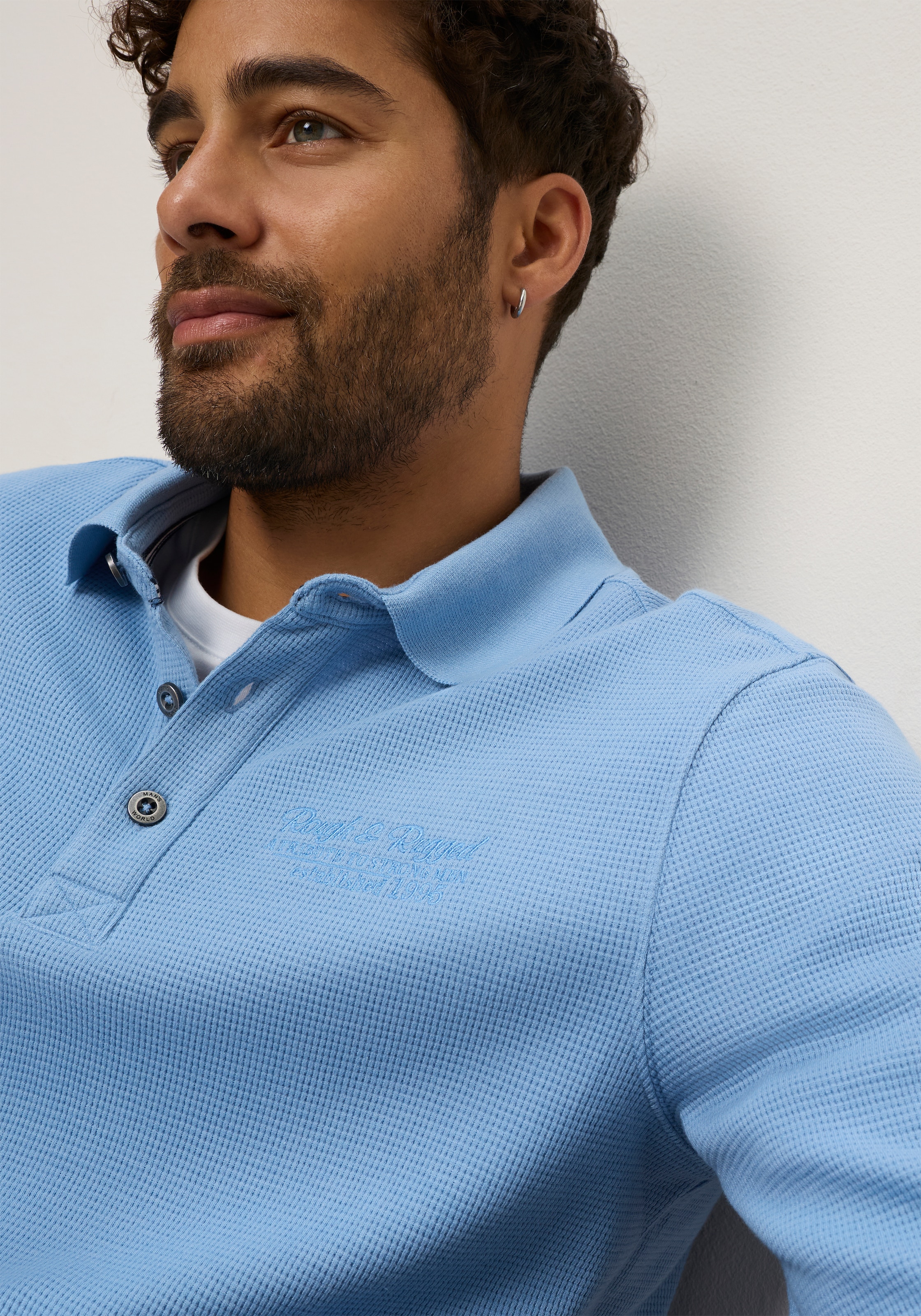 Man's World Poloshirt normale Passform, mit Langarm, klassischer Stil