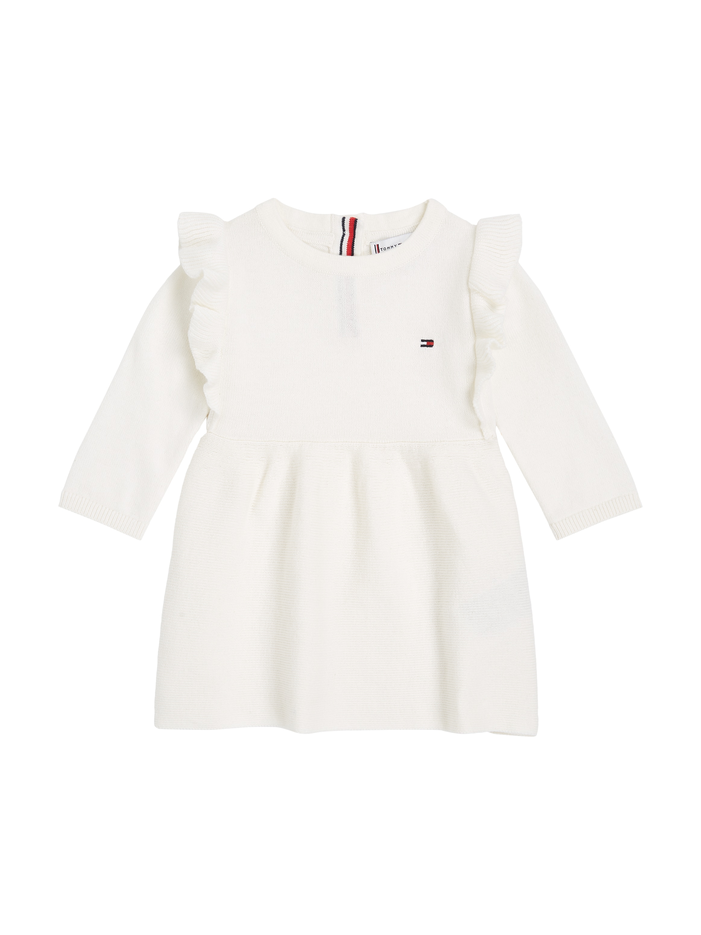 Tommy Hilfiger Sweatkleid »RUFFLE SWEATER DRESS LS«, Baby bis 2 Jahre mit Logostickerei