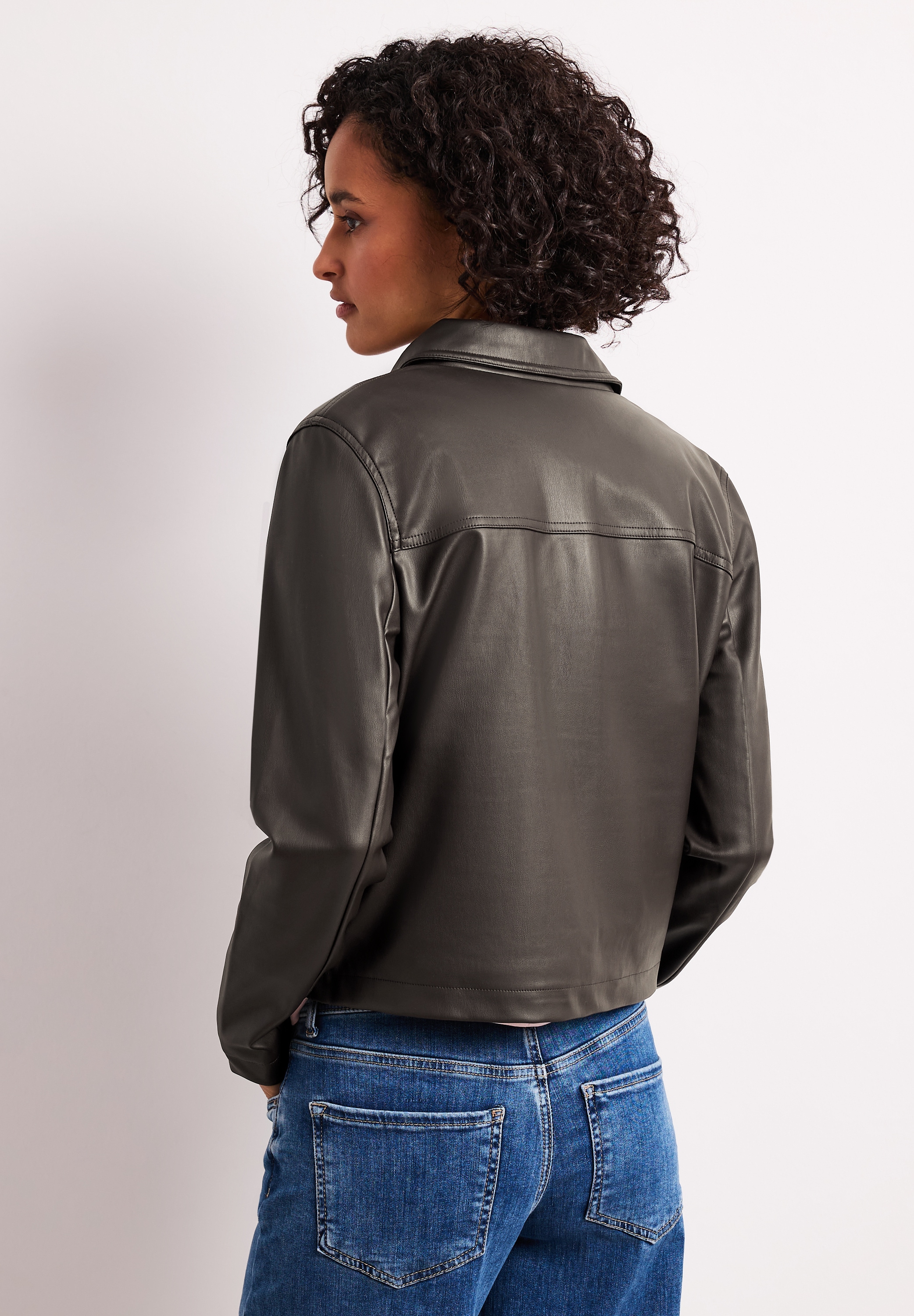 STREET ONE Blouson ohne Kapuze im Leder-Look mit Knöpfen