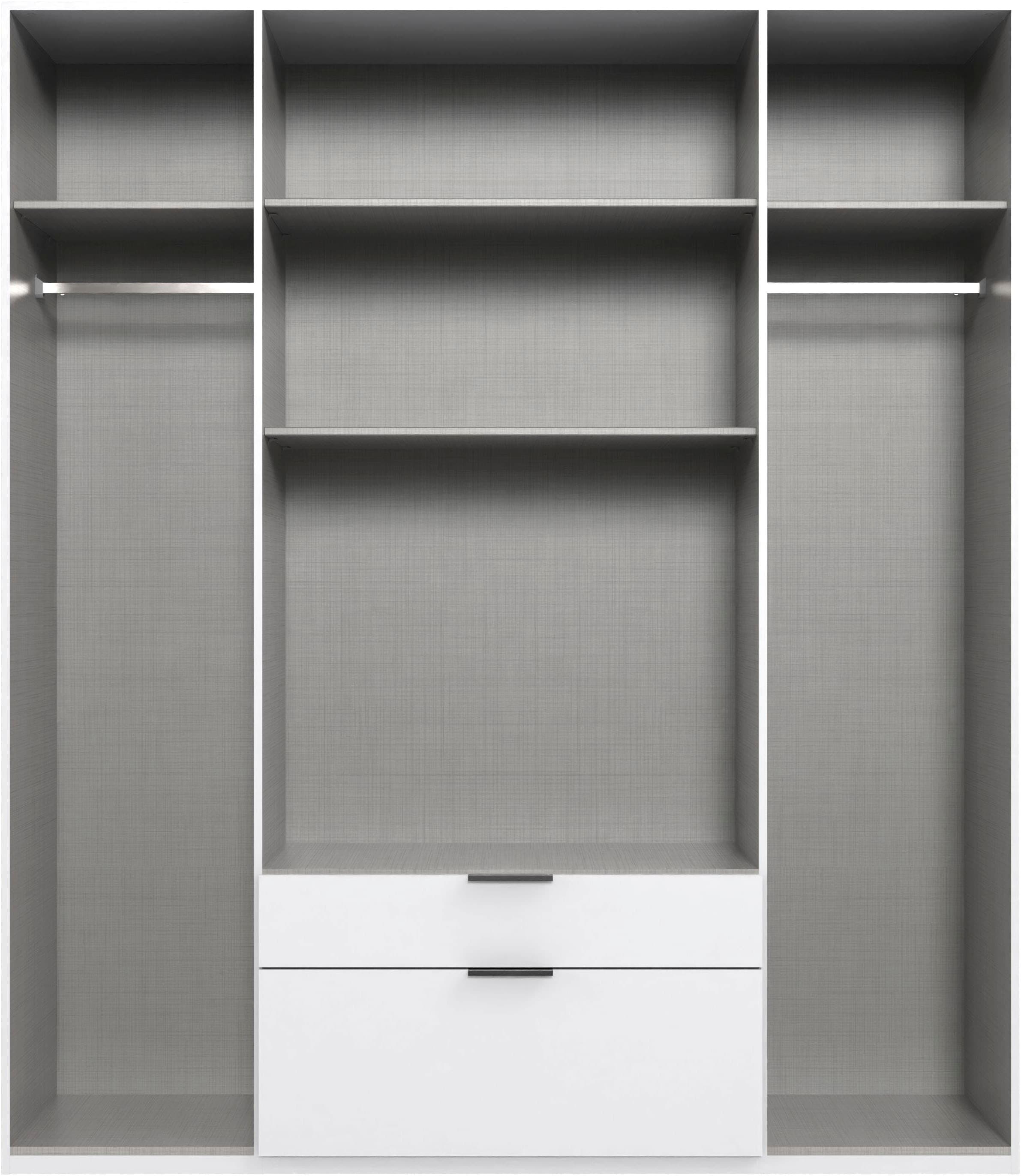 Wimex Drehtürenschrank »Mugano, 135 oder 180cm breit, 208 oder 236cm hoch, Made in Germany«, (mit langen Griffstangen aus Metall), wahlweise mit oder ohne Spiegel, mit Schubladen