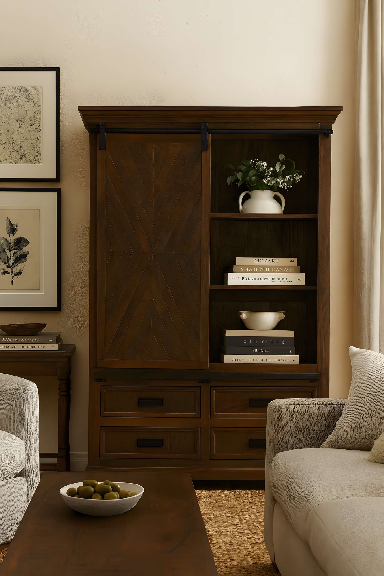 OTTO home Vitrine »Don Barn« mit 1 Schiebetür, handgefertigt, Unika-Möbel, Breite 110 cm