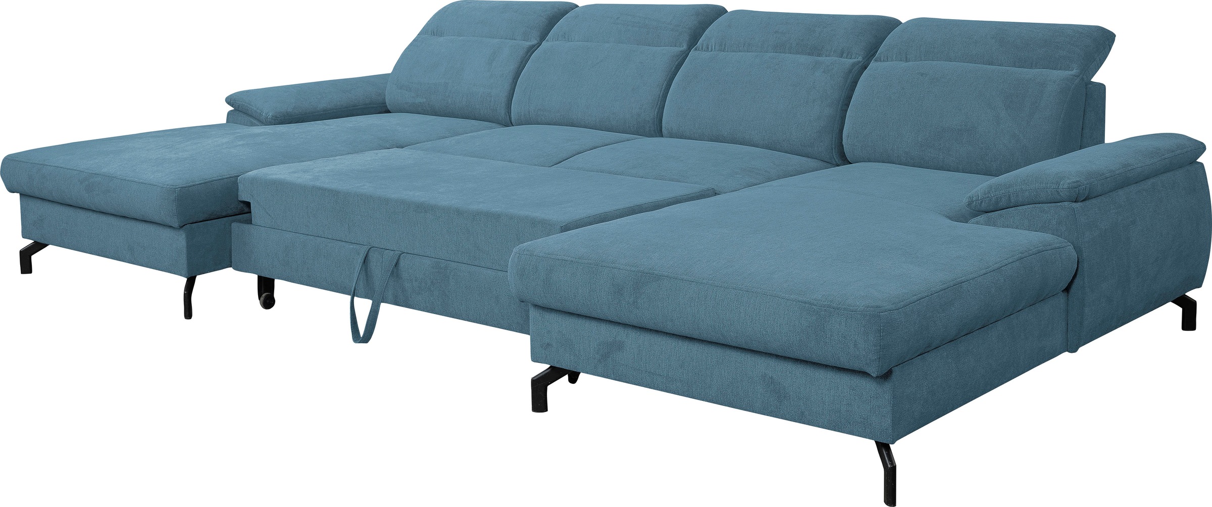 WERK2 Wohnlandschaft »Slavio U-Form«, Modernes U-Sofa mit Schlaffunktion, Bettkasten, Kopfteile verstellbar