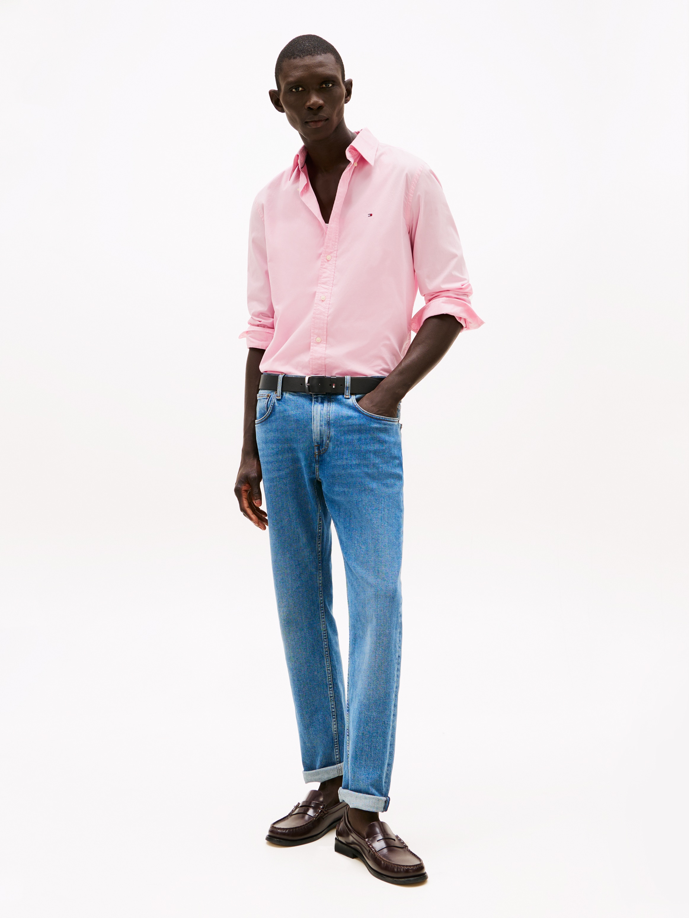 Tommy Hilfiger Businesshemd »FLEX POPLIN SOLID RF SHIRT 1«, mit Logostickerei